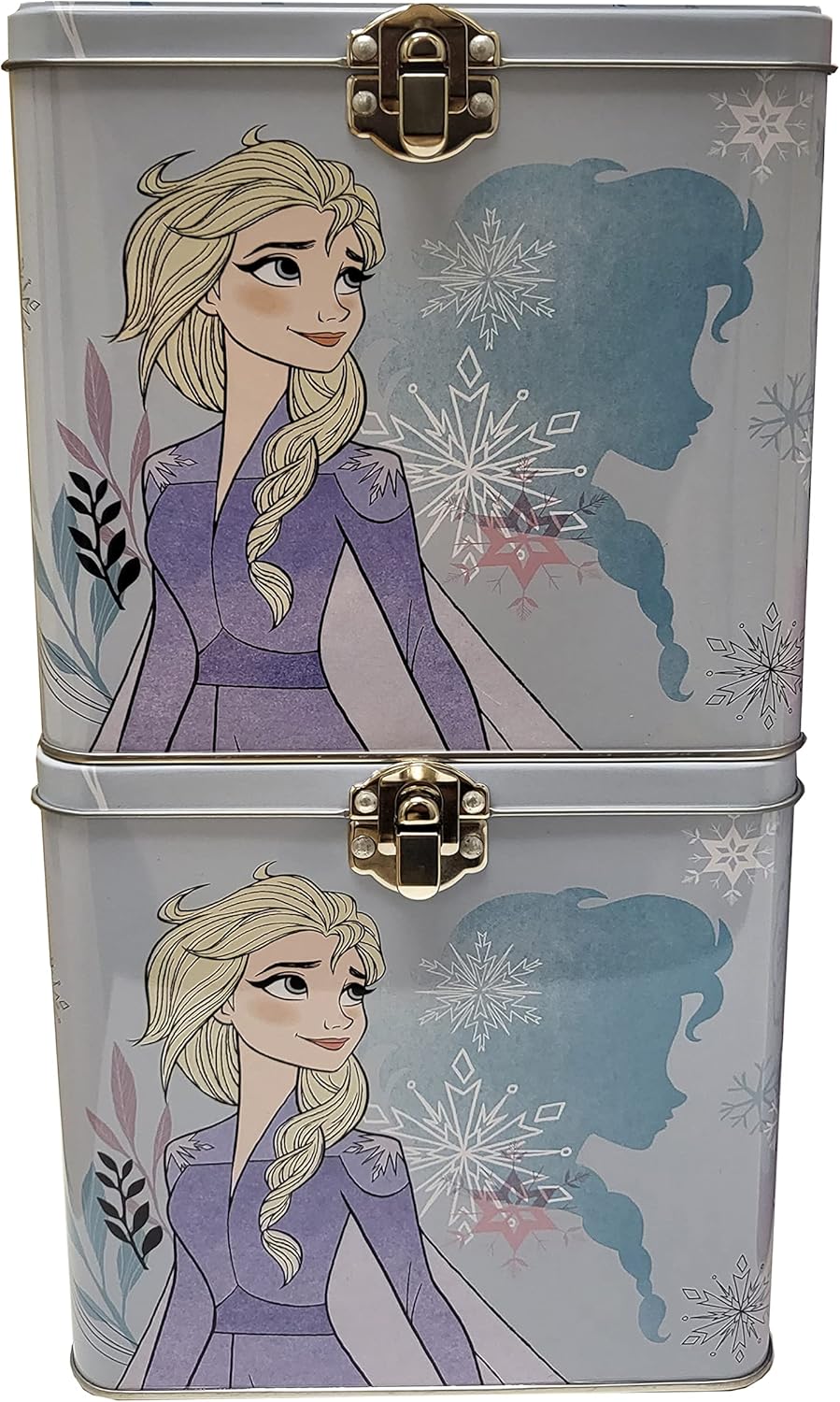 The Tin Box Company Disney Frozen Stack Store and Carry – Caja de lata apilable con asa, azul y blanco, XL