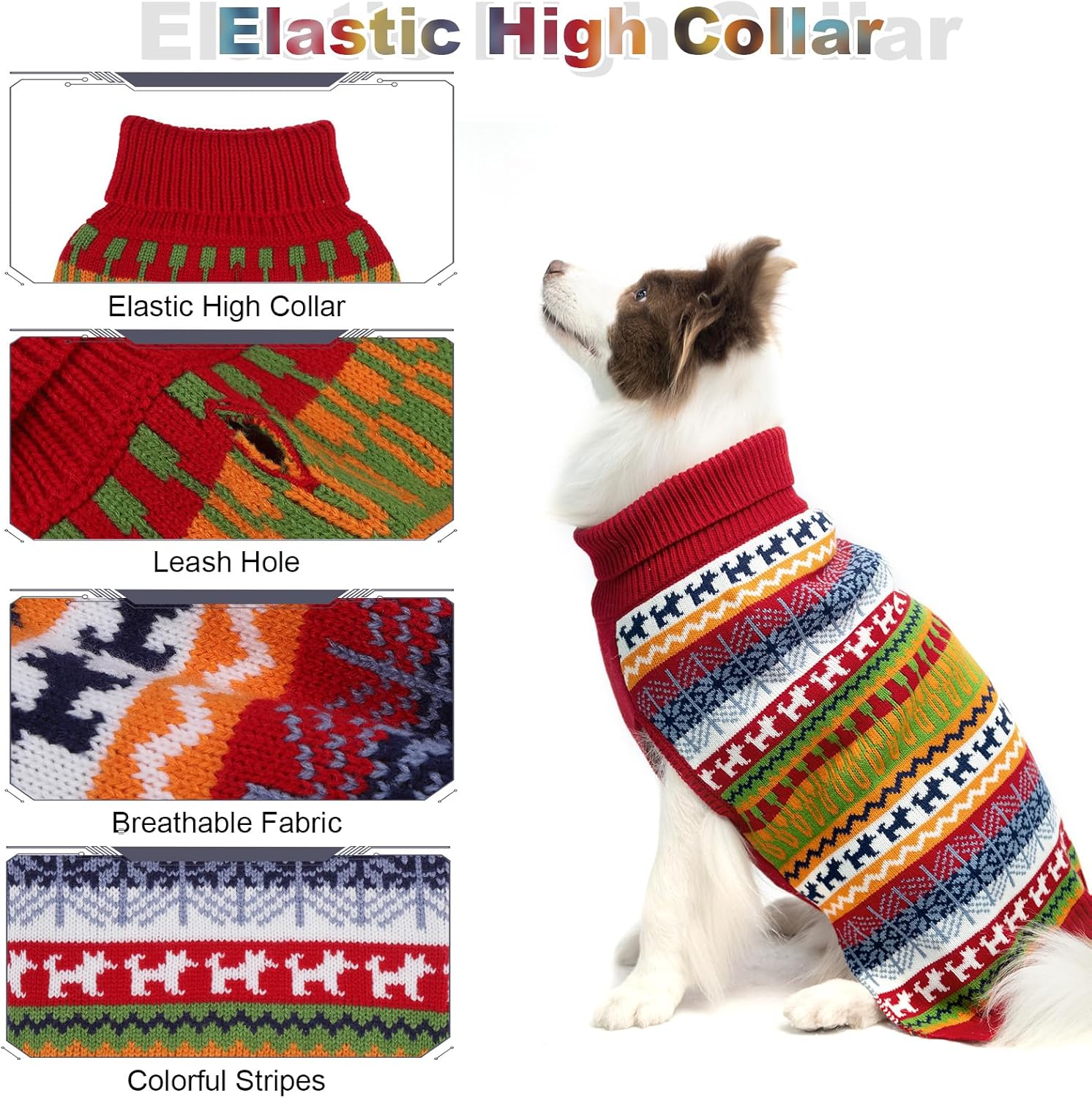 Mihachi Suéter para perro – Abrigo de invierno Ropa con rayas coloridas para clima frío