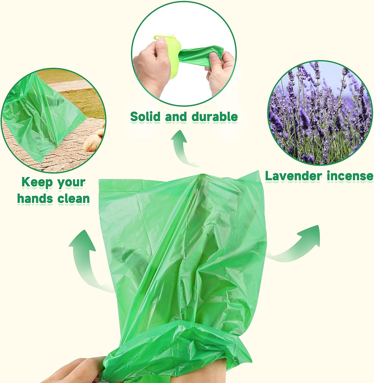 FluffyDream Bolsas de excremento de perro con dispensador, bolsas de basura para mascotas, bolsas para perros, rollos de repuesto garantizados a