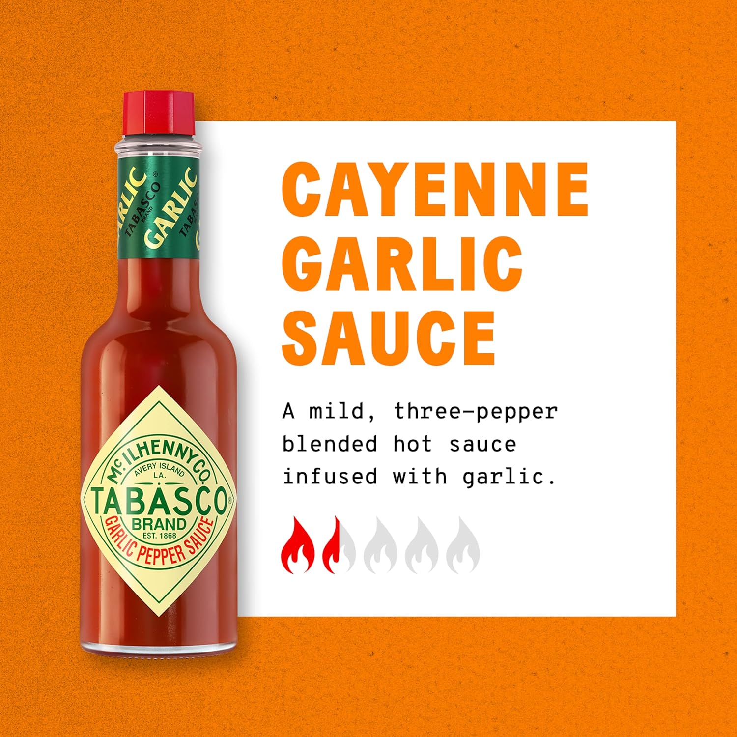 TABASCO Brand Cayenne – Salsa de pimienta y ajo, 5 onzas (paquete de 12)