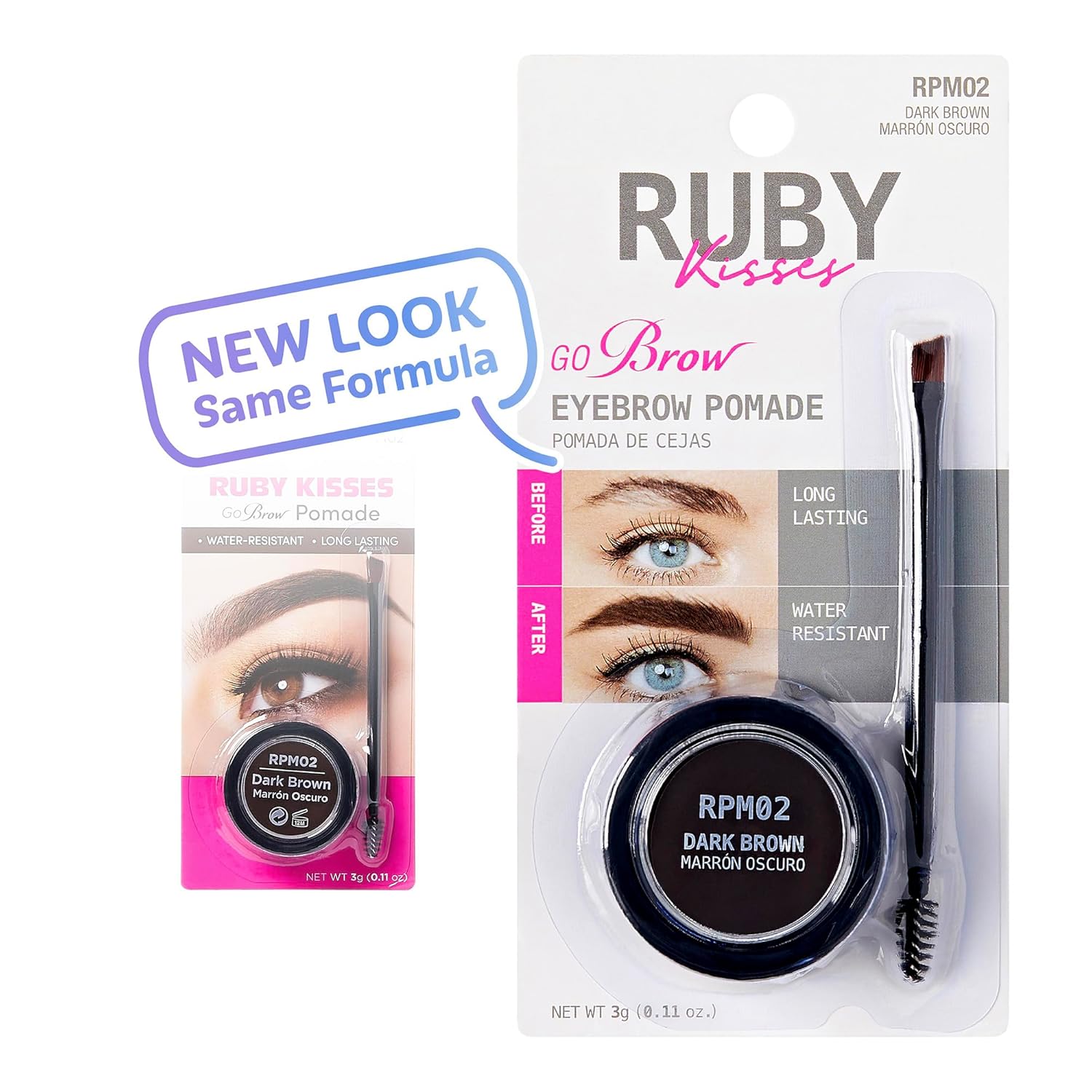 Ruby Kisses Go Brow Pomada para cejas resistentes al agua de larga duración a prueba de manchas (marrón oscuro)