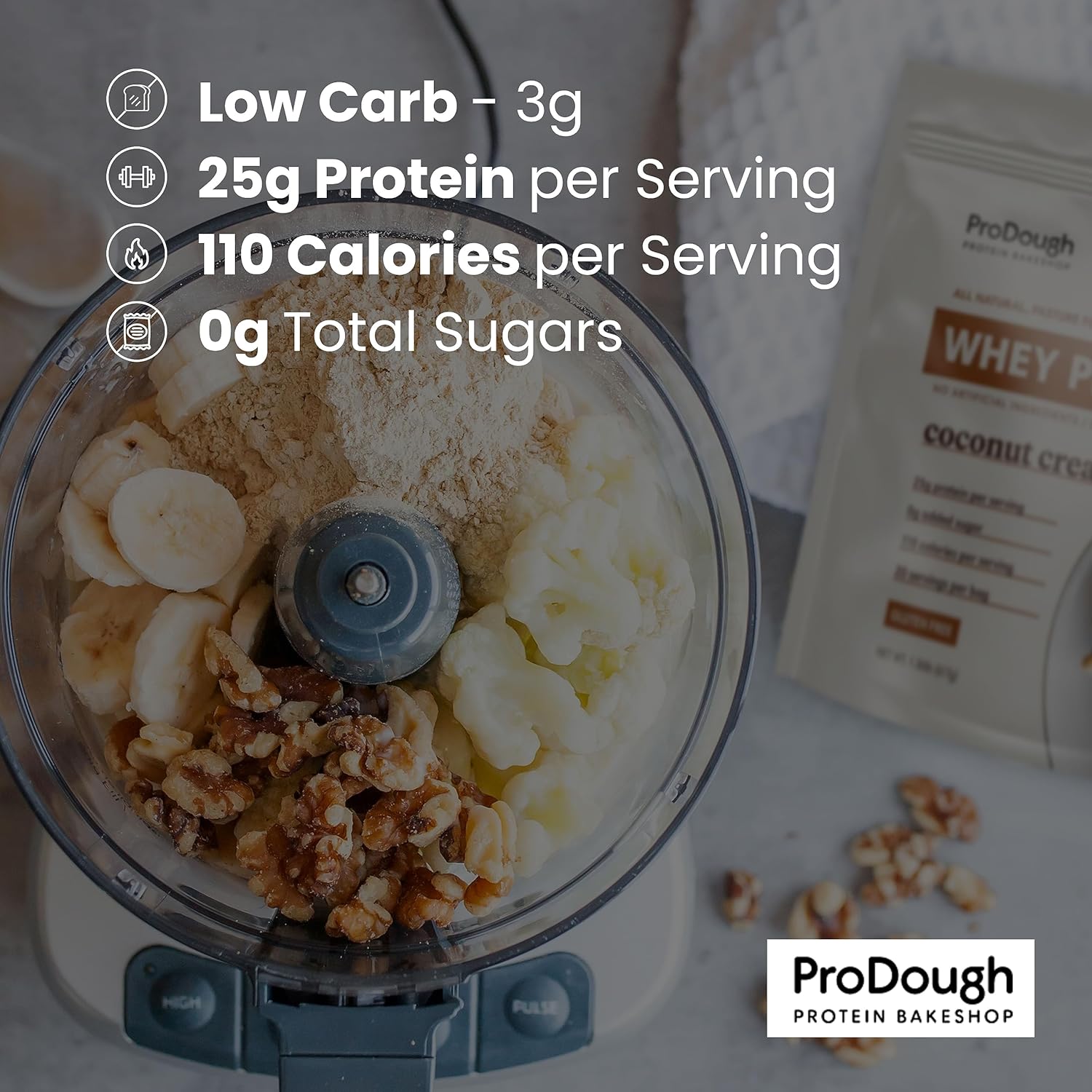 ProDough Gourmet Whey Isolate – Proteína en polvo hidrolizada para batido – Mezcla de enzimas de fácil digestión, 0.88 oz de proteína por porción,