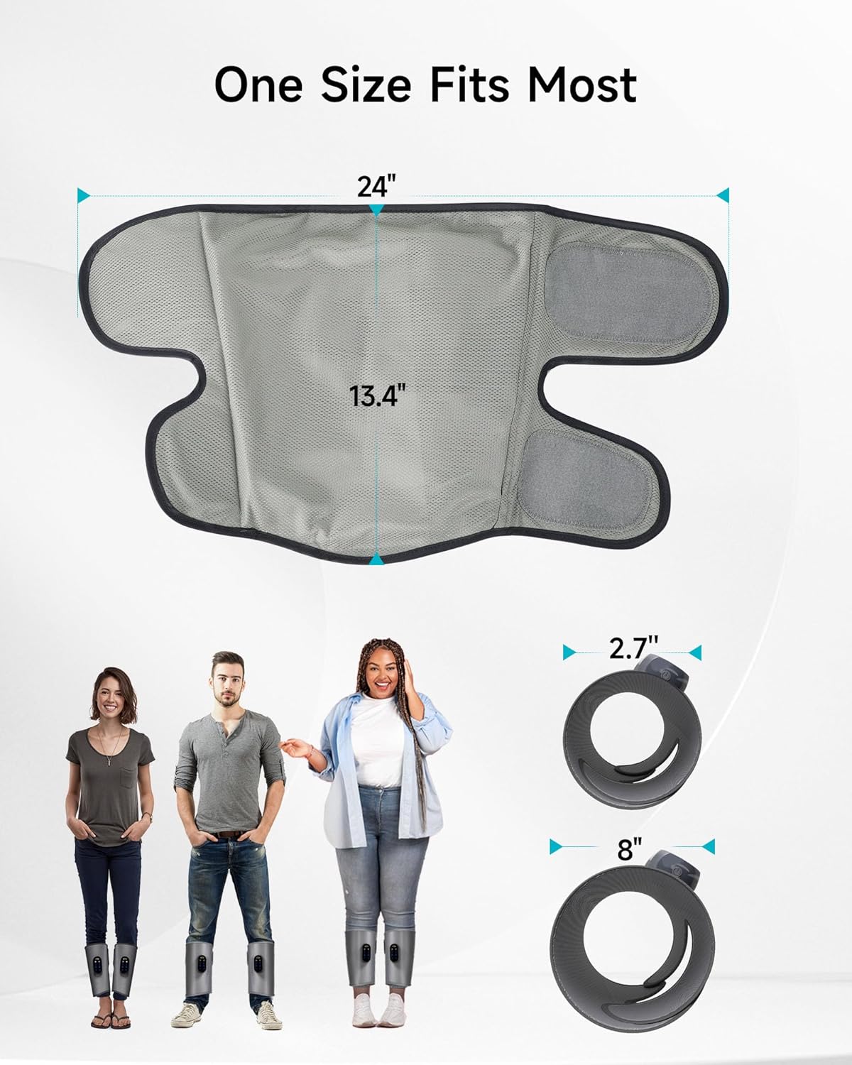ALLJOY Masajeador de piernas inalámbrico para circulación y alivio del dolor, masajeador recargable de pantorrillas con 4 modos, 2 niveles de