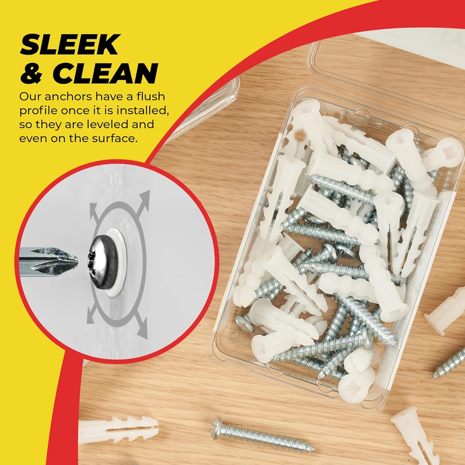 Qualihome Kit de anclaje de plástico acanalado para paneles de yeso, anclajes de pared y tornillos para paneles de yeso, incluye anclajes y