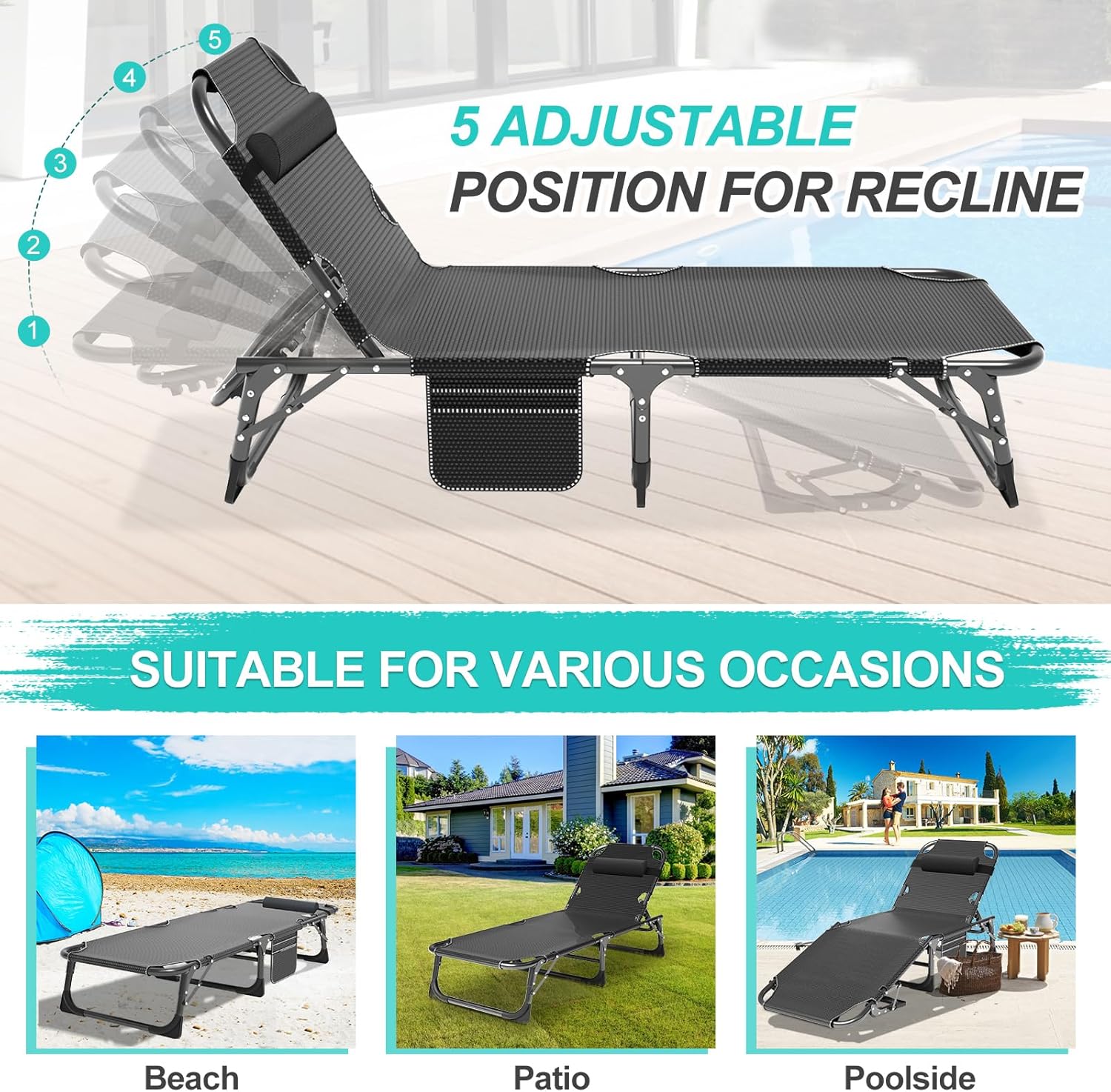 ABORON Paquete de 2 catres plegables de camping para adultos, cama resistente 3 en 1 para dormir de invitados, ajustable de doble capa 1200D con