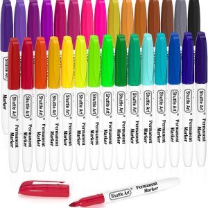 Shuttle Art – Marcadores permanentes de 30 colores, punta fina, colores surtidos, funciona en plástico, madera, piedra, metal y vidrio para niños y Shuttle Art – Marcadores permanentes de 30 colores, punta fina, colores surtidos, funciona en plástico, madera, piedra, metal y vidrio para niños y
