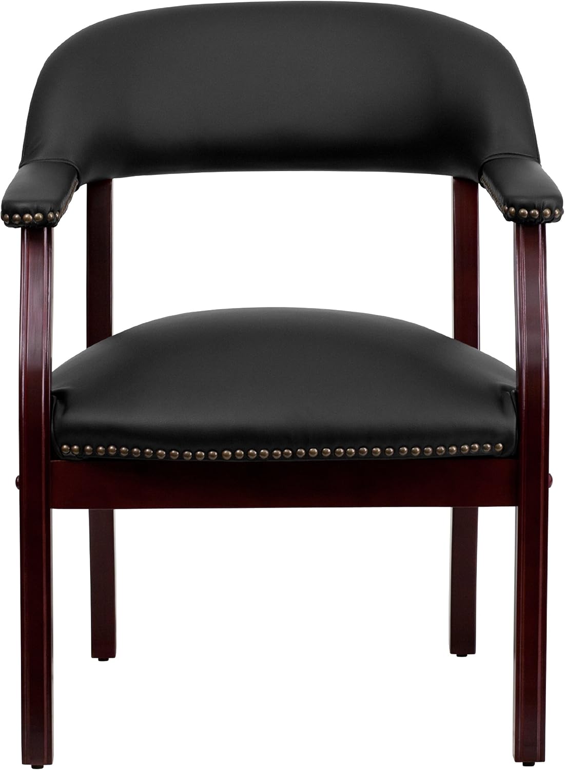 Flash Furniture Silla de conferencia de LeatherSoft con adorno de uñas decorativo en color negro
