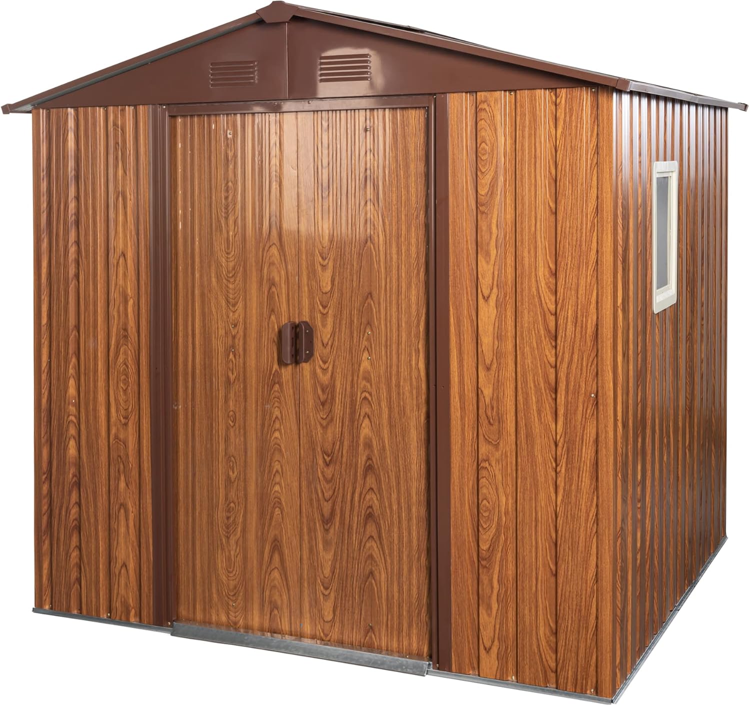 Lifeand Cobertizo de almacenamiento de metal para exteriores de 6 x 6 pies con base de piso de metal con ventana