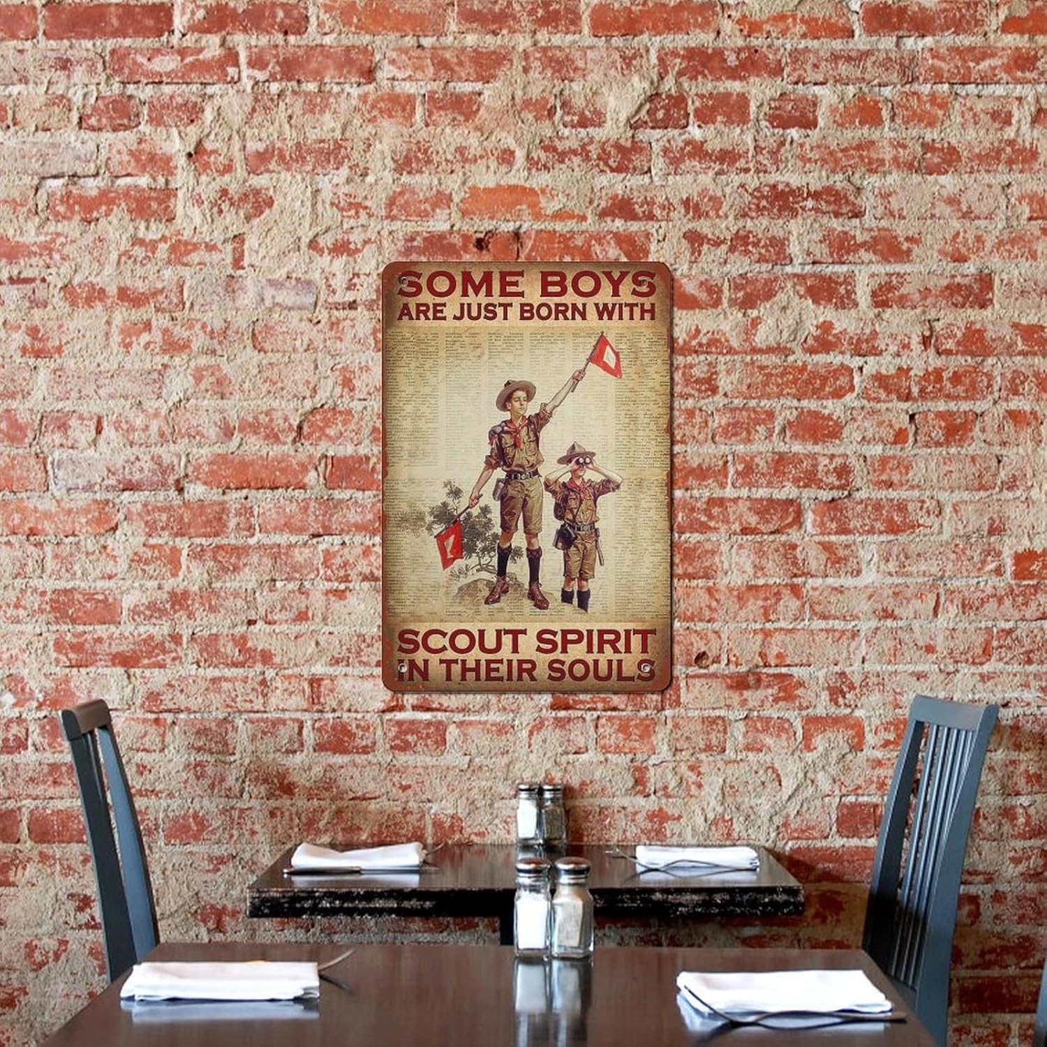Póster de metal con texto en inglés Some Boys are Just Born with Scout Spirit in Their Souls de aluminio para el hogar, bar, cocina, cafetería,