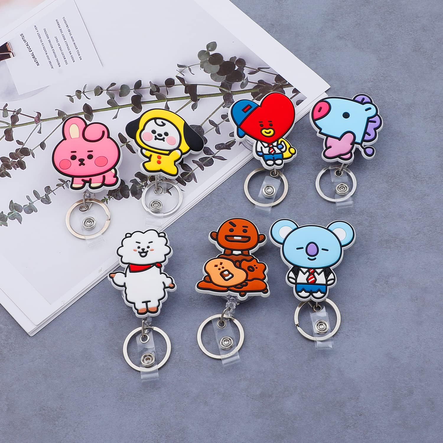 Bangtan Jimin JIN JK J-Hope V SUGA RM – Soporte para tarjetas de identificación para niños, clip retráctil con clip de cocodrilo para estudiantes,