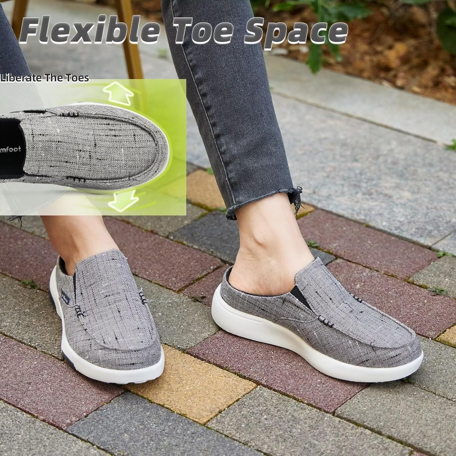 OrthoComfoot Mocasines ortopédicos sin cordones para mujer cómodas pantuflas con soporte de arco para fascitis plantar, zuecos ortopédicos de lona