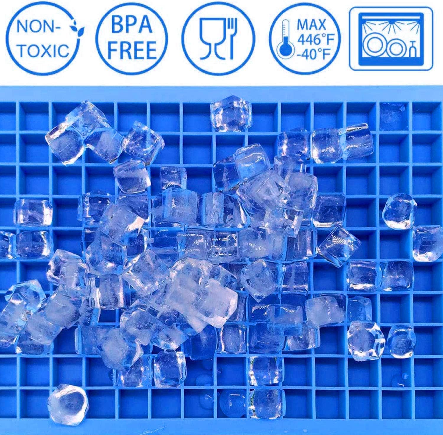 Mini bandejas de silicona para cubitos de hielo, paquete de 3, 160 moldes para cubitos de hielo triturados, pequeños cubos de hielo de fácil