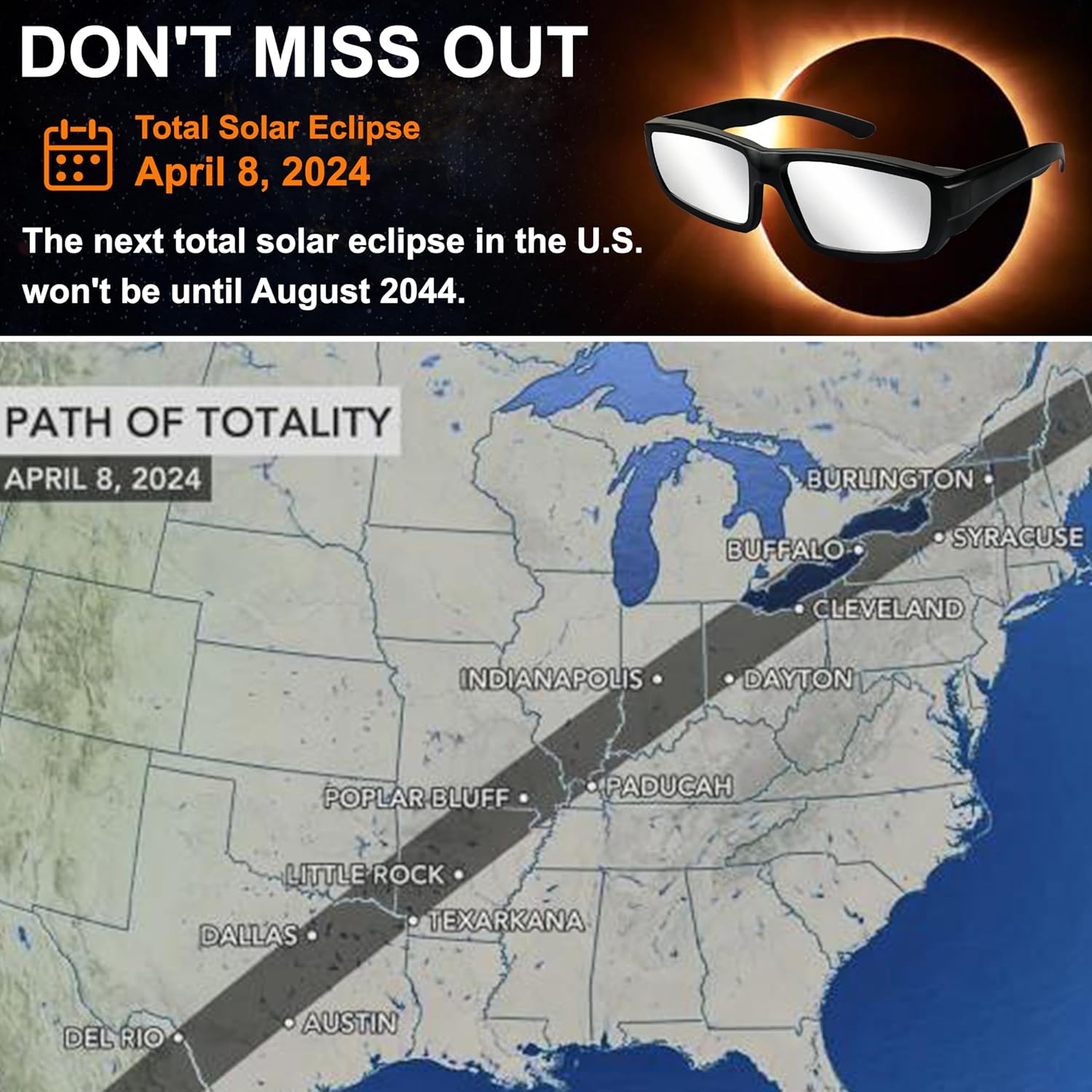 Gafas de eclipse solar  ISO 12312-22015 (E) y certificado CE, lentes de plástico duradero para visión directa del sol (paquete de 6)
