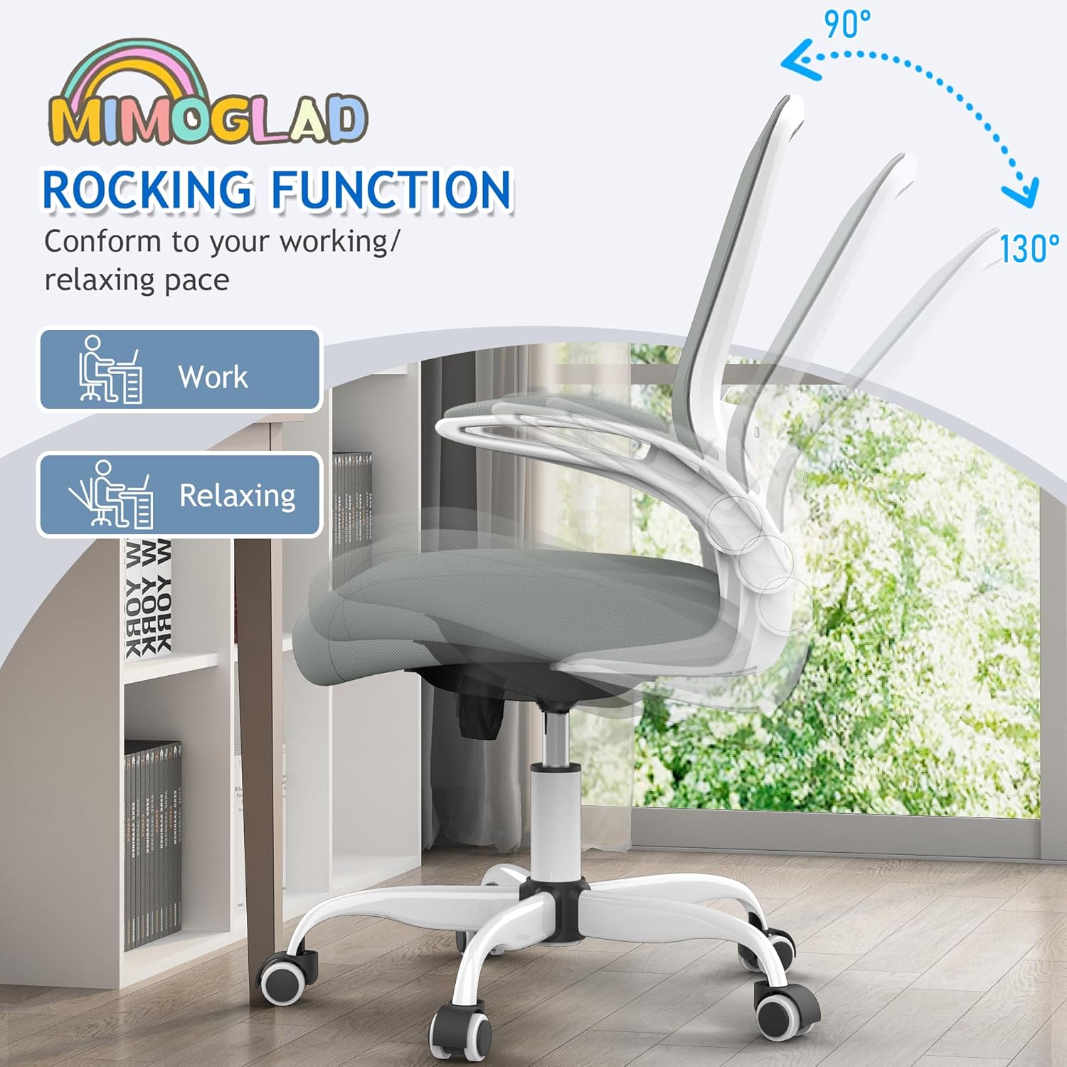 Mimoglad Silla de oficina en casa, silla de escritorio con respaldo alto, silla ergonómica de malla para computadora con soporte lumbar ajustable y