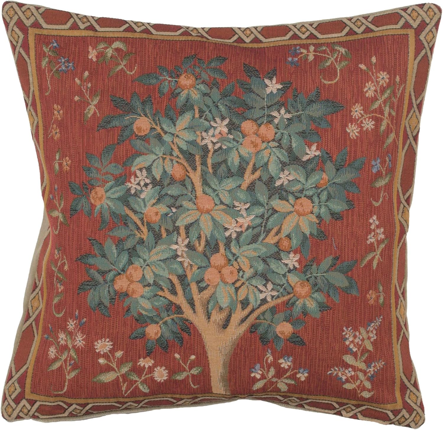 Charlotte Home Furnishings – Fundas de almohada para sofá de 19 x 19 pulgadas, fundas de almohada decorativas de árbol rojo para cama, tapiz grande,