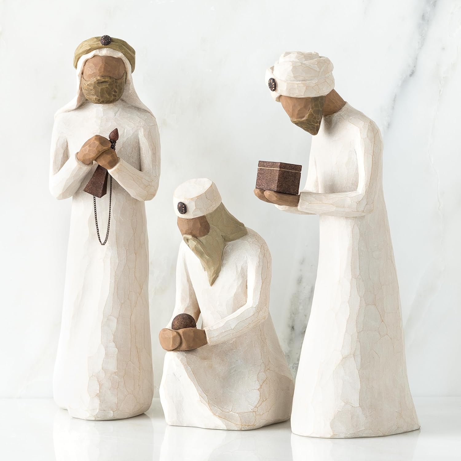 Willow Tree Nativity Starter Figures Plus Three Wisemen, juego de 9 piezas esculpidas pintadas a mano