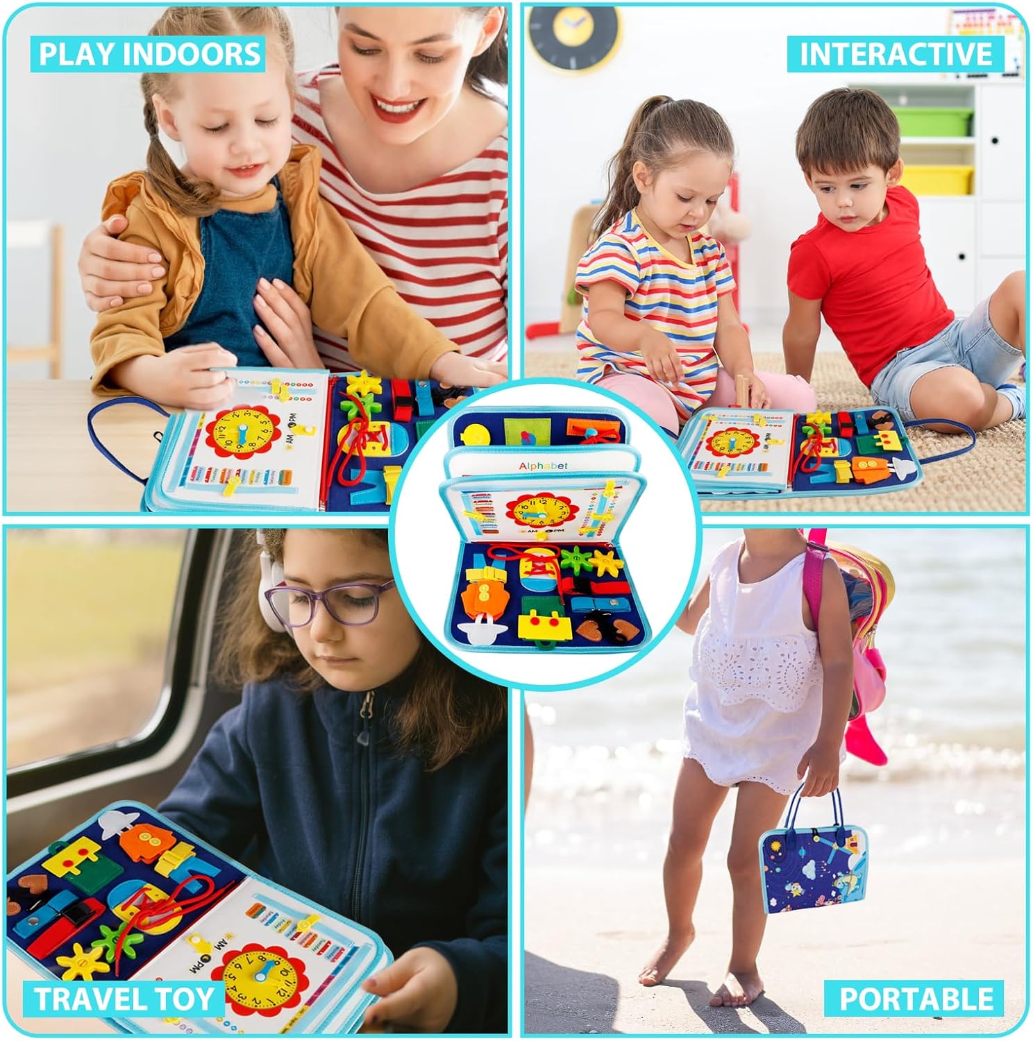 DICTAMNI Juguetes de mesa para niños de 1, 2, 3, 4 años, juguetes educativos sensoriales, tablero sensorial con hebillas, actividades educativas