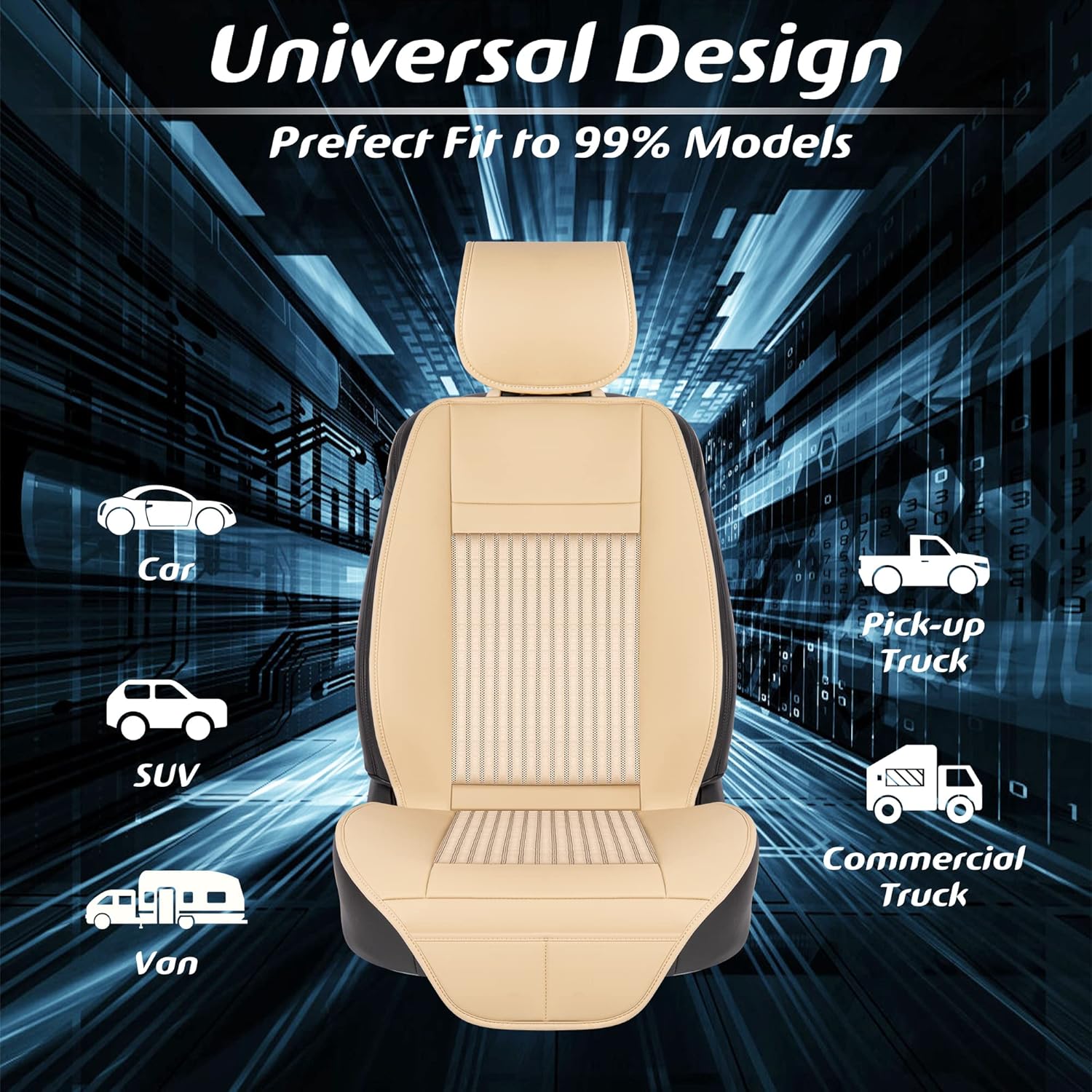 Paffenery Juego de 2 fundas universales para asientos delanteros de automóvil, fundas de asiento de vehículo de lujo impermeables para asiento de