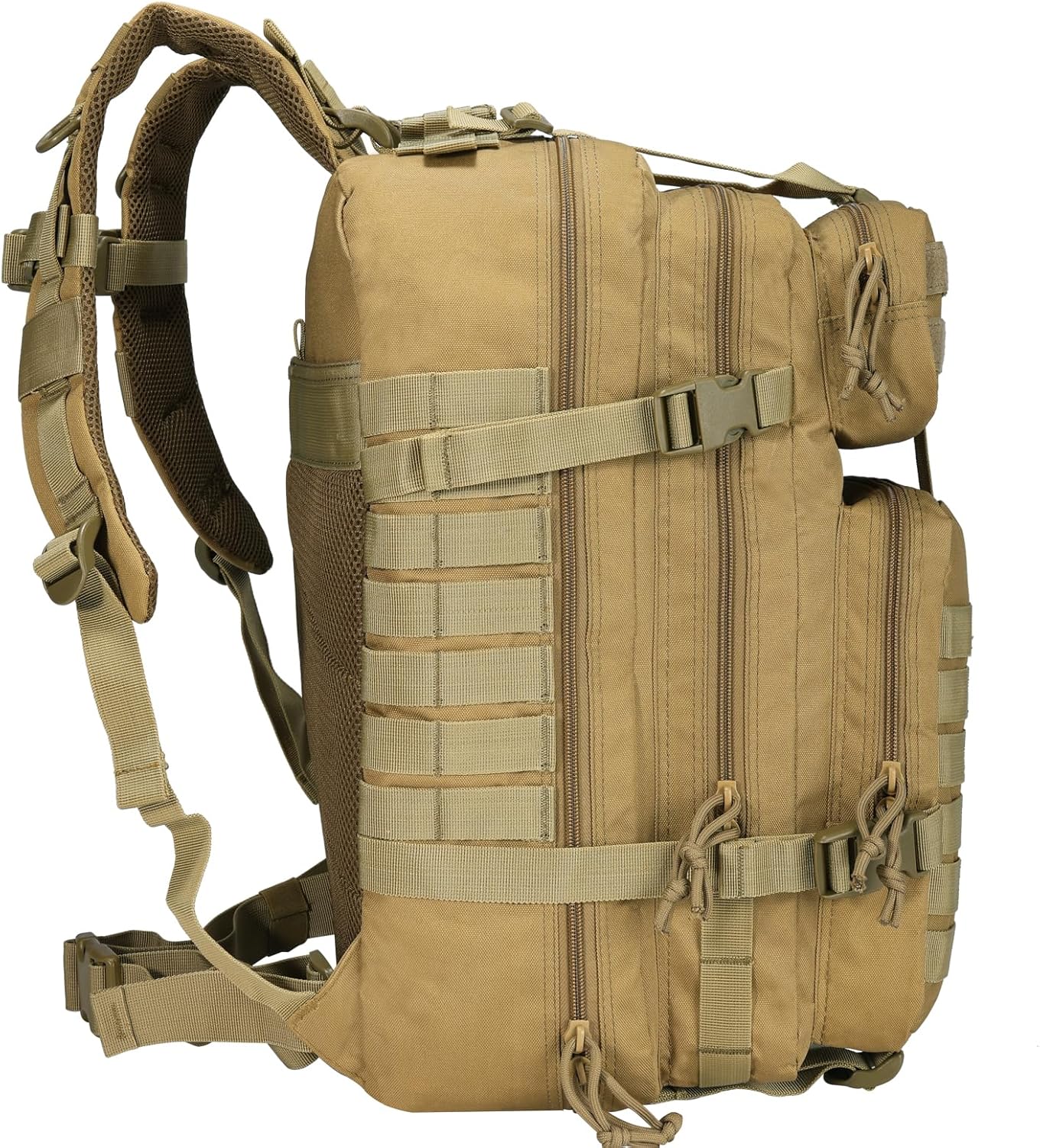 BOMTURN Mochila militar táctica Molle Bolsa 45L Mochila grande impermeable Mochila Ejército 3 días de asalto supervivencia bolsa Pack, Beige