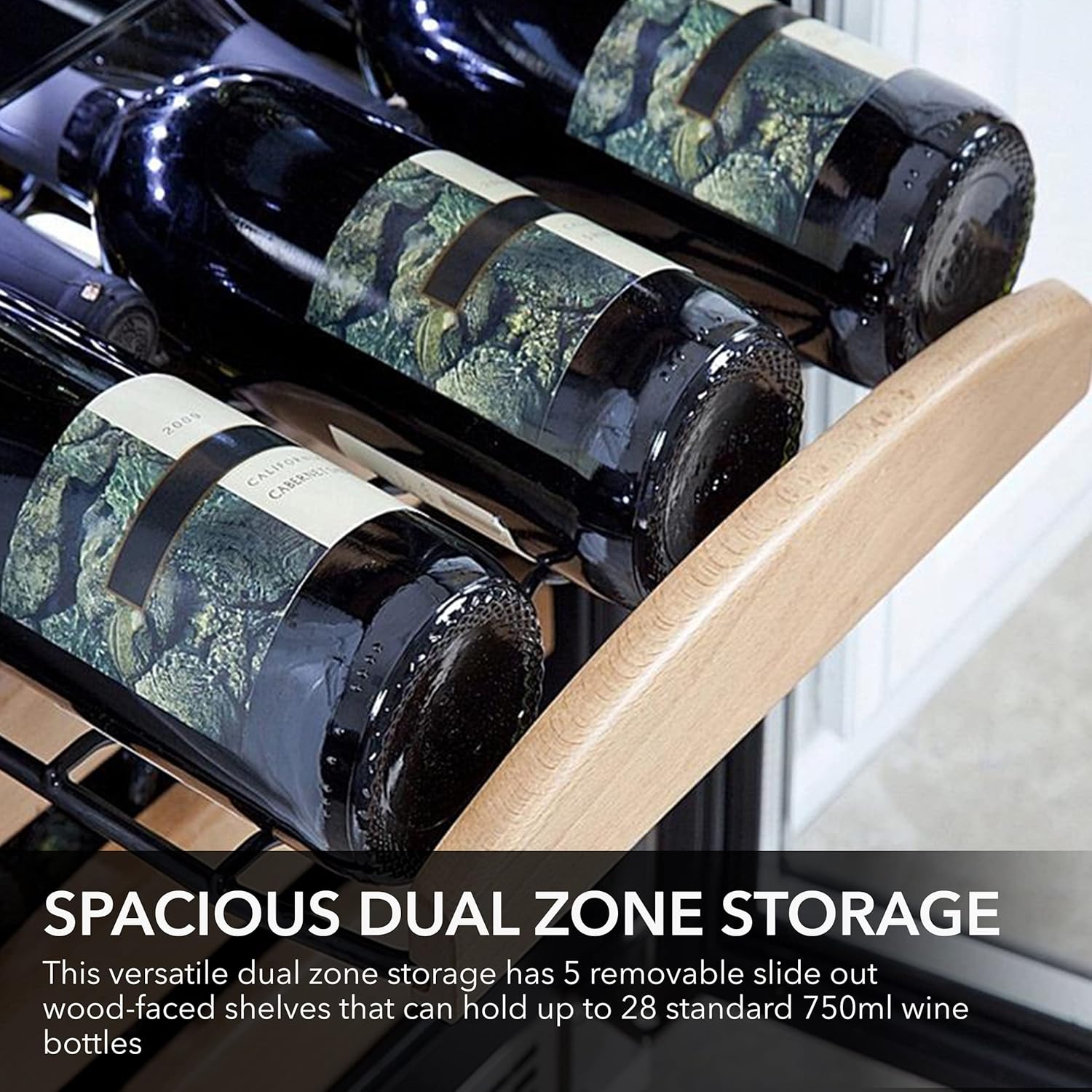 Whynter BWR-281DZ refrigerador de vino empotrado de doble zona, 28 botellas, Acero inoxidableNegro