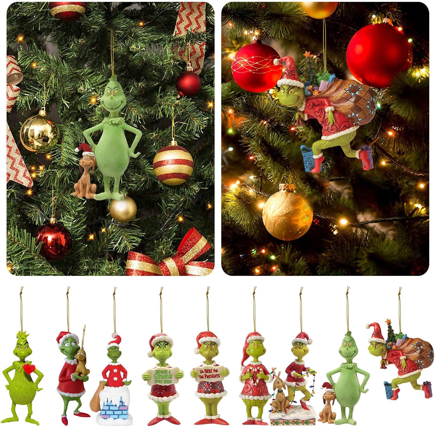 Adorno colgante de árbol de Navidad, divertido colgante decorativo de Navidad con diseño de monstruo de pelo verde, 1 pieza de regalo colgante de