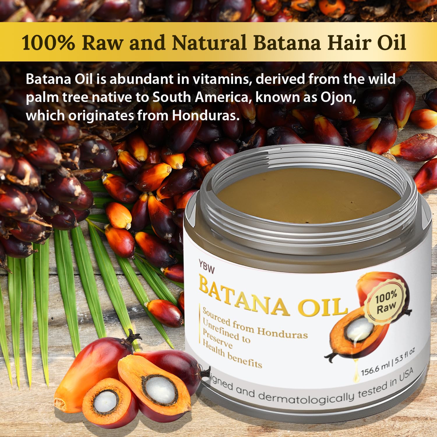 Aceite de batana crudo para el crecimiento del cabello, 100% natural, puro, sin refinar y orgánico Dr. Sebi Batana Oil crudo de Honduras previene la