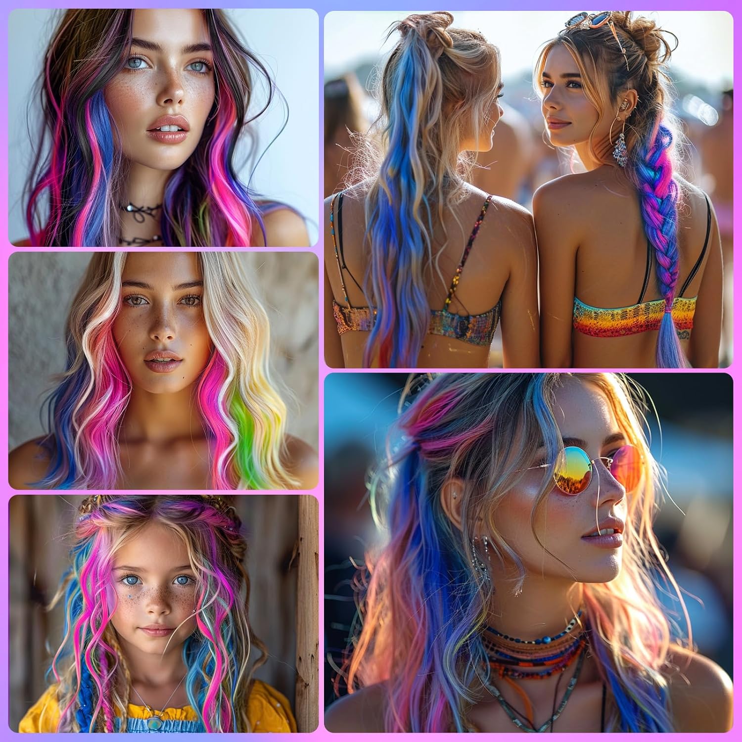 Peine temporal de tinte para cabello blanco para niñas, niños y adultos, maquillaje de tiza lavable para Halloween, Navidad, cumpleaños, festival de