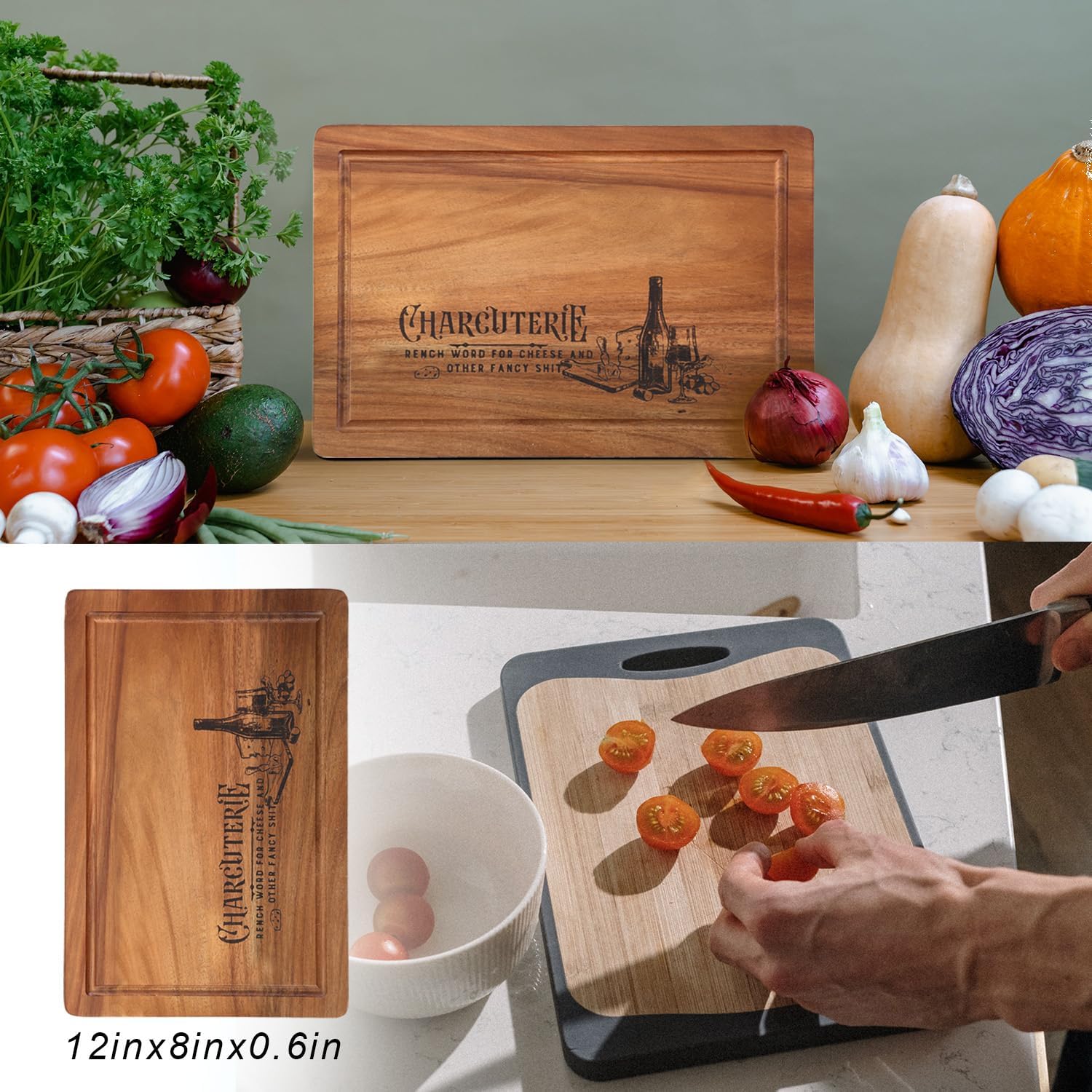 Divertida tabla de charcutería ideas de regalo Tabla decorativa de queso de madera, Día de la Madre Navidad Regalo perfecto de inauguración de la