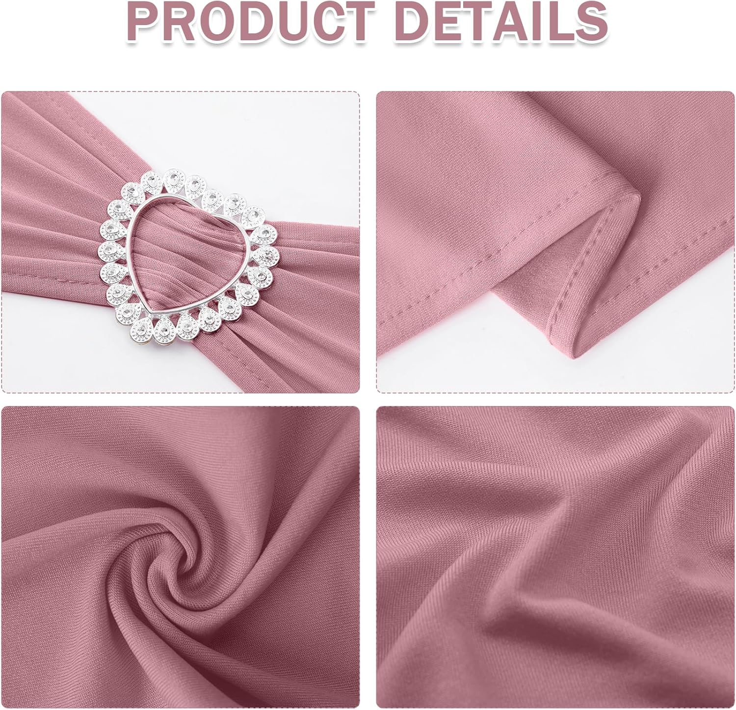 Howhic Paquete de 60 bandas elásticas de elastano para silla con hebilla deslizante, lazos elásticos universales para bodas, banquetes, fiestas,
