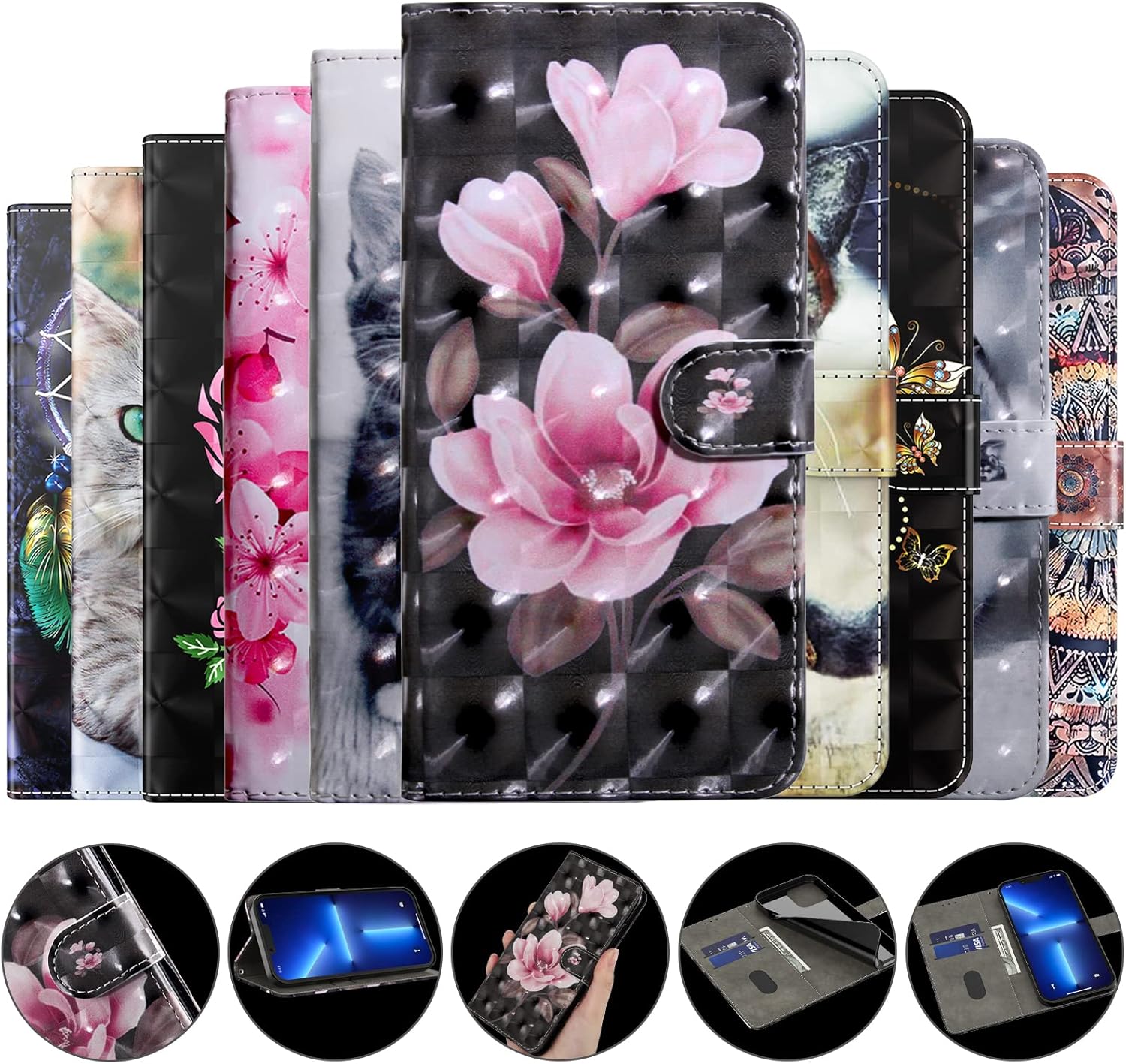 Tncavo Funda tipo cartera para Xiaomi 13 Lite para mujeres, PU cuero Flip Folio Casos con tarjeteros RFID bloqueo cubierta protectora del teléfono
