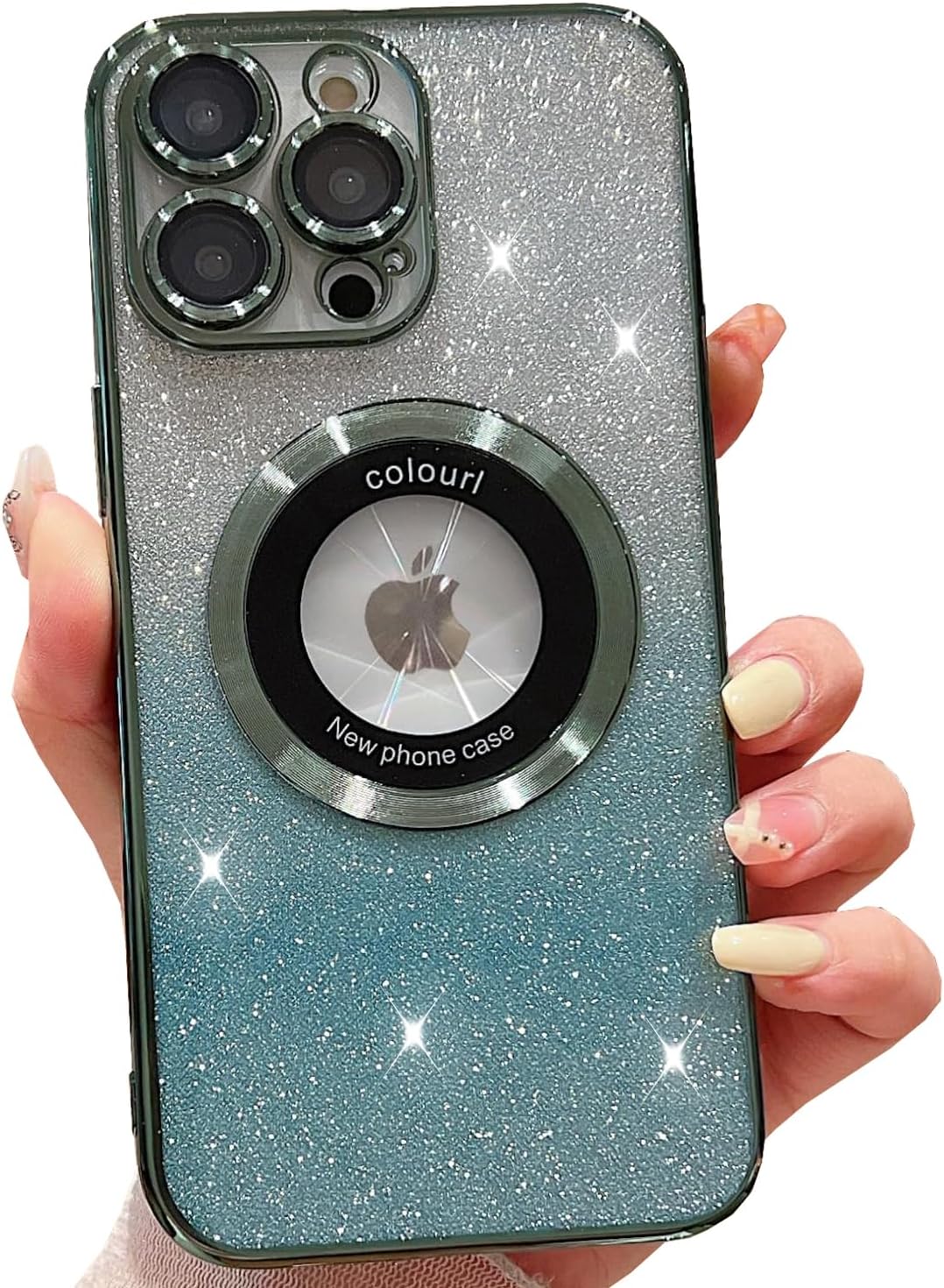 ZXDK Funda magnética con purpurina para iPhone 13 Pro Max, compatible con MagSafe con protector de cámara, funda suave y brillante de lujo, bonita y