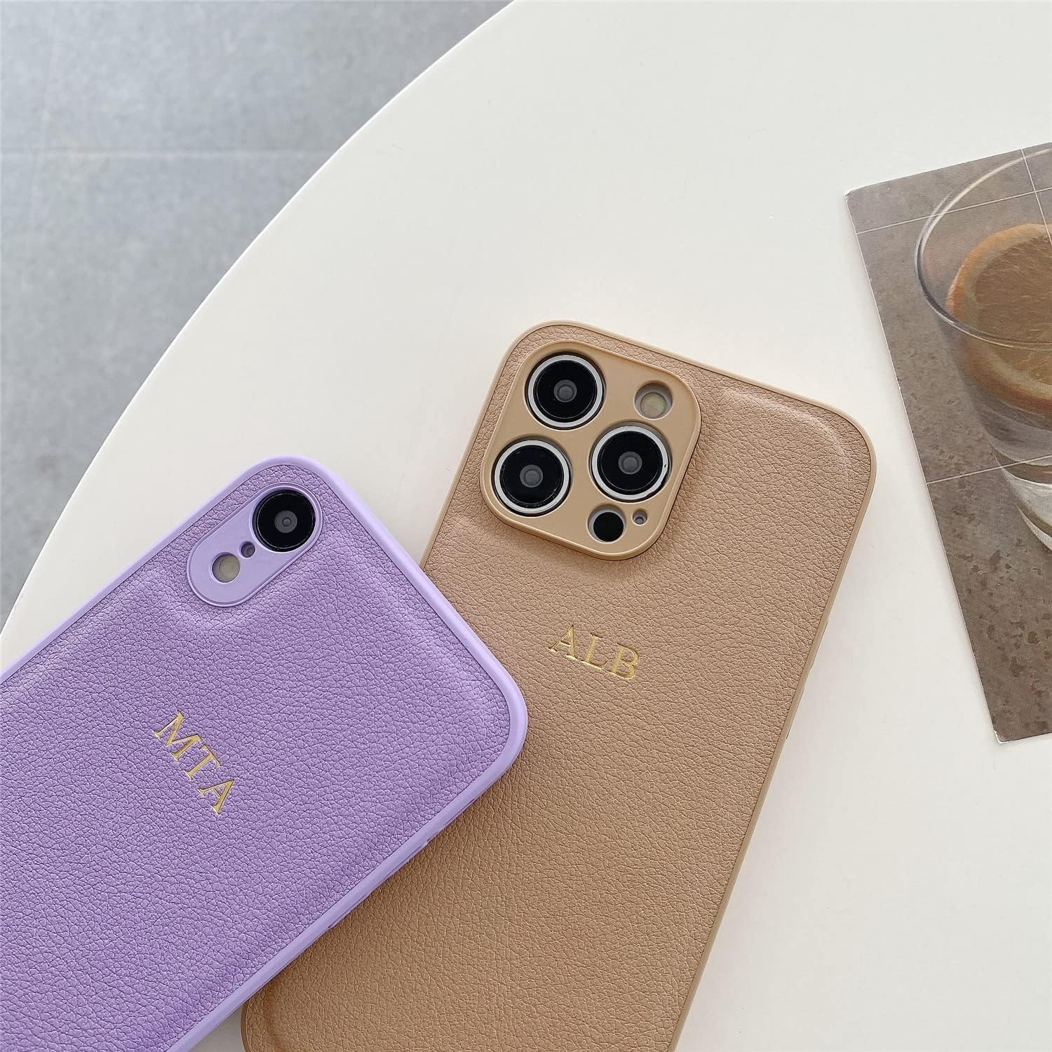 Personalizar – Funda suave de piel sintética con letras iniciales doradas y plateadas para iPhone 14, 12, Pro, Xs, Max, 13, Mini, 11 X, XR, 7, 8