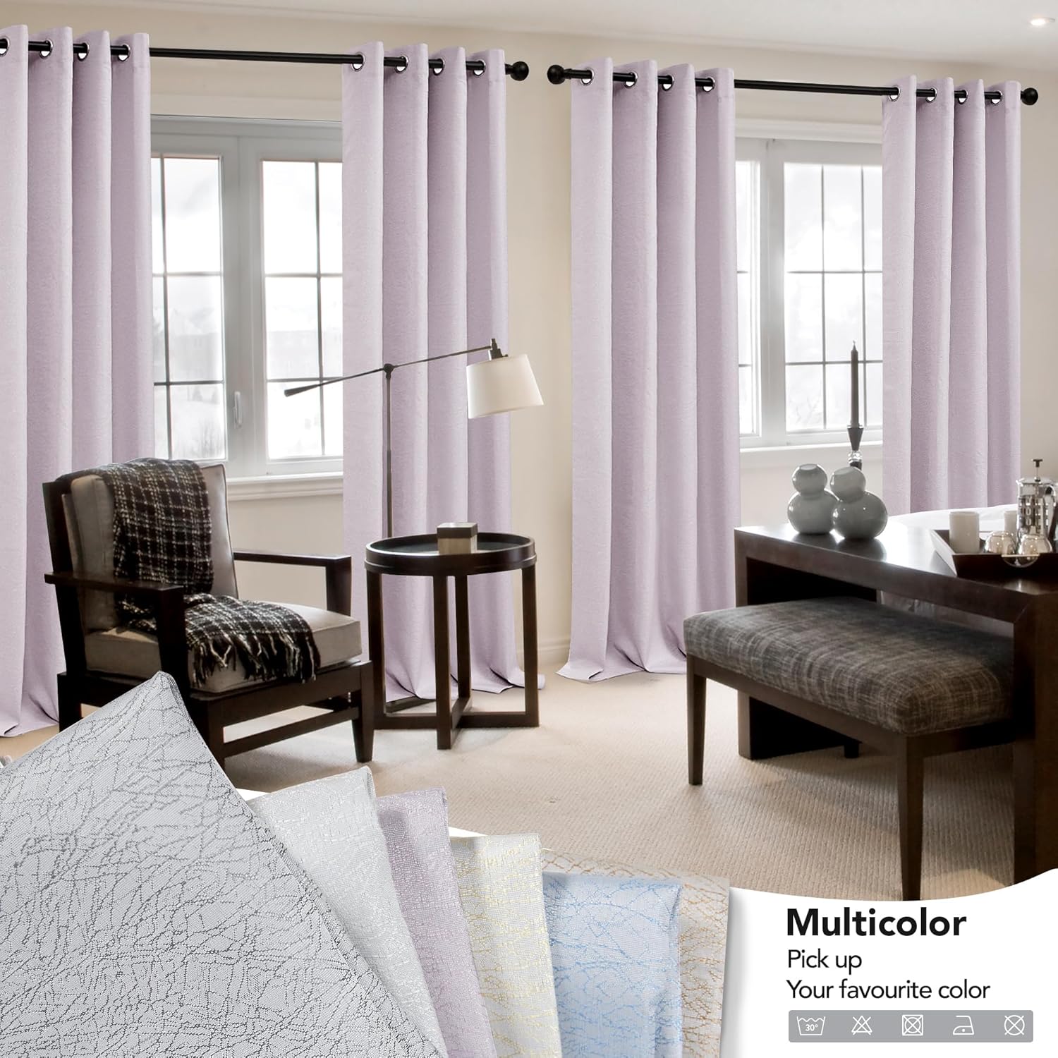 Deconovo Cortinas opacas para ventanas de dormitorio 84, cortinas rosas, cortinas opacas de 84 pulgadas de largo, juego de 2 paneles, cortinas de