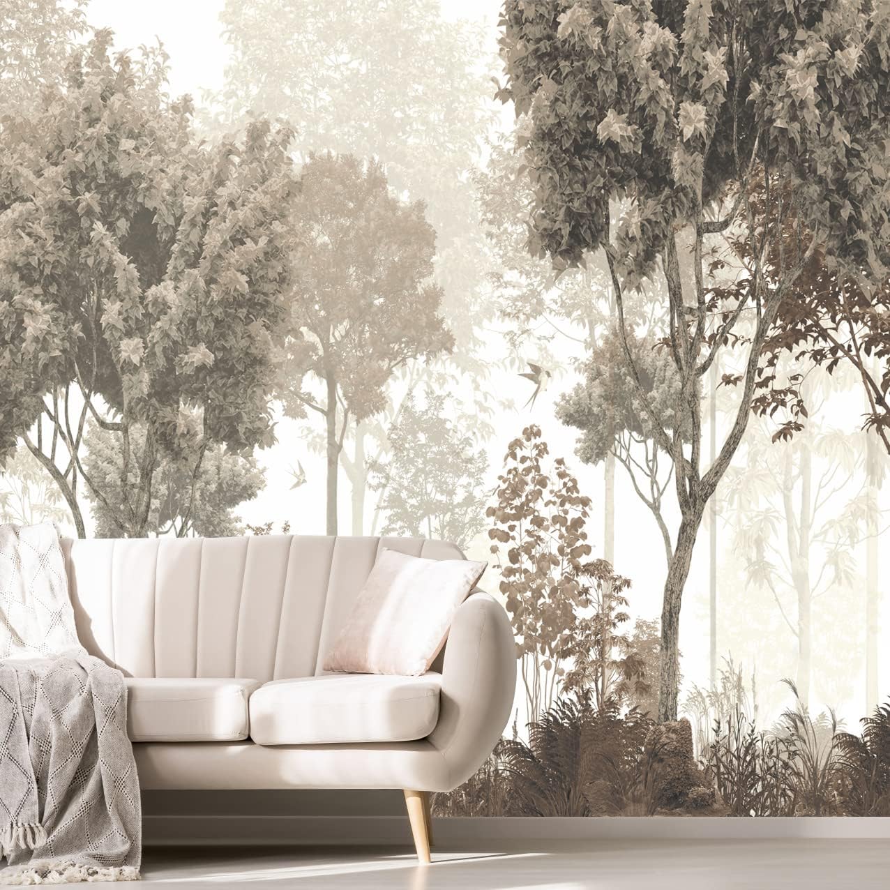 MFWFM Papel tapiz vintage de bosque natural, papel tapiz de pared para dormitorio y sala de estar (no se pega ni se pega)