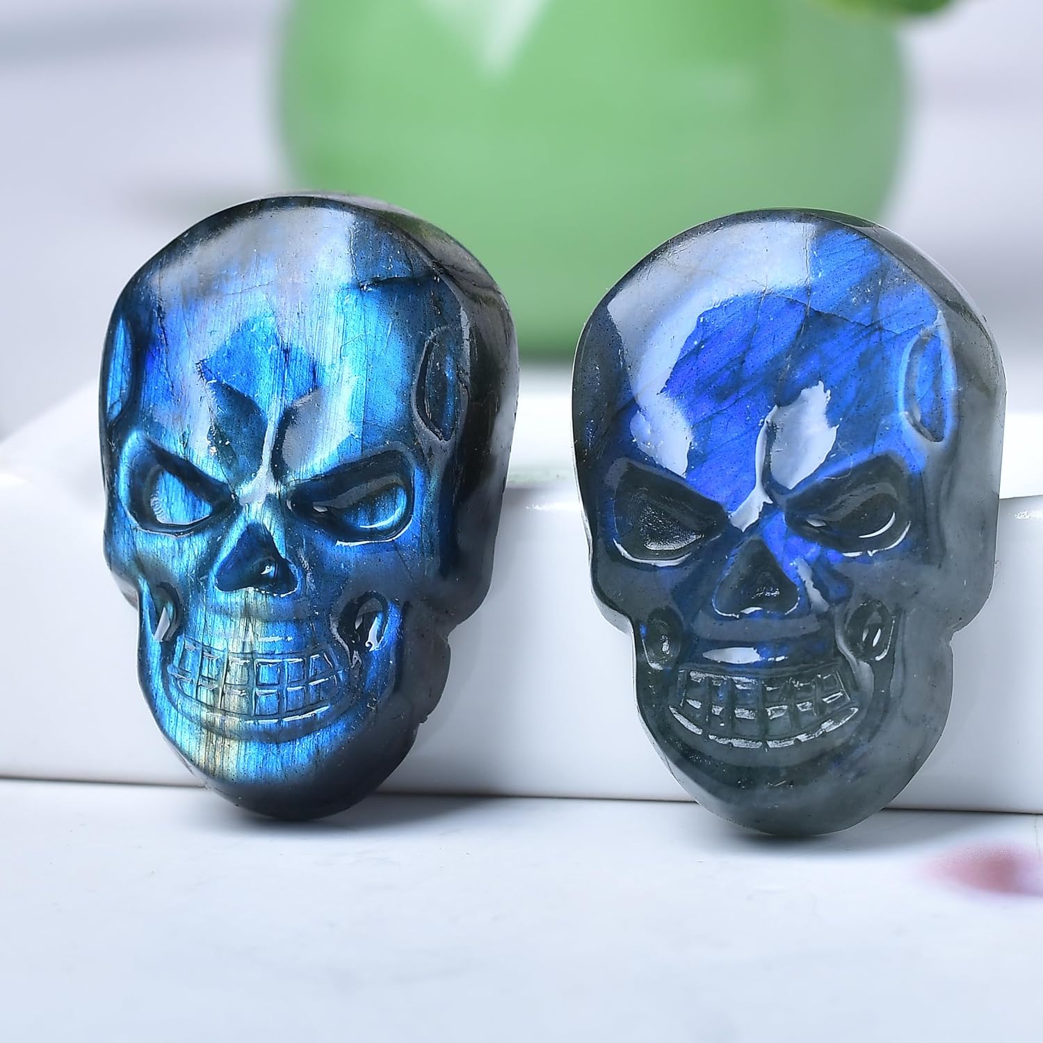 WUYOUSHI 1 pieza de cristal de calavera de labradorita natural tallado de 1.18 a 1.37 pulgadas de piedra preciosa curativa para decoración de
