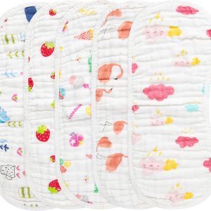 GROBRO7 5Pcs Burp Cloths Baby Bibs Muslin Burping Bid GROBRO7 5Pcs Burp Cloths Baby Bibs Muslin Burping Bid