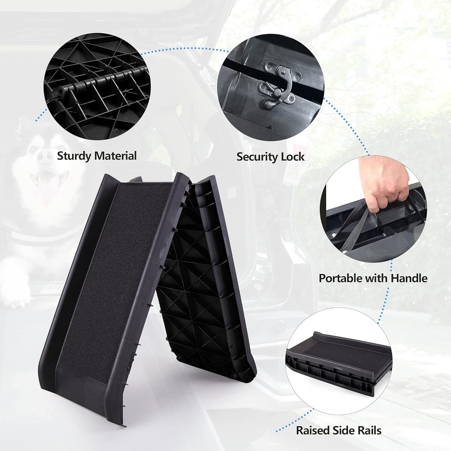 Rampa plegable para perros SUVcoche de 62 pulgadas de largo, escaleras para cachorros, perros viejos, artritis, dolor en las articulaciones, rampa