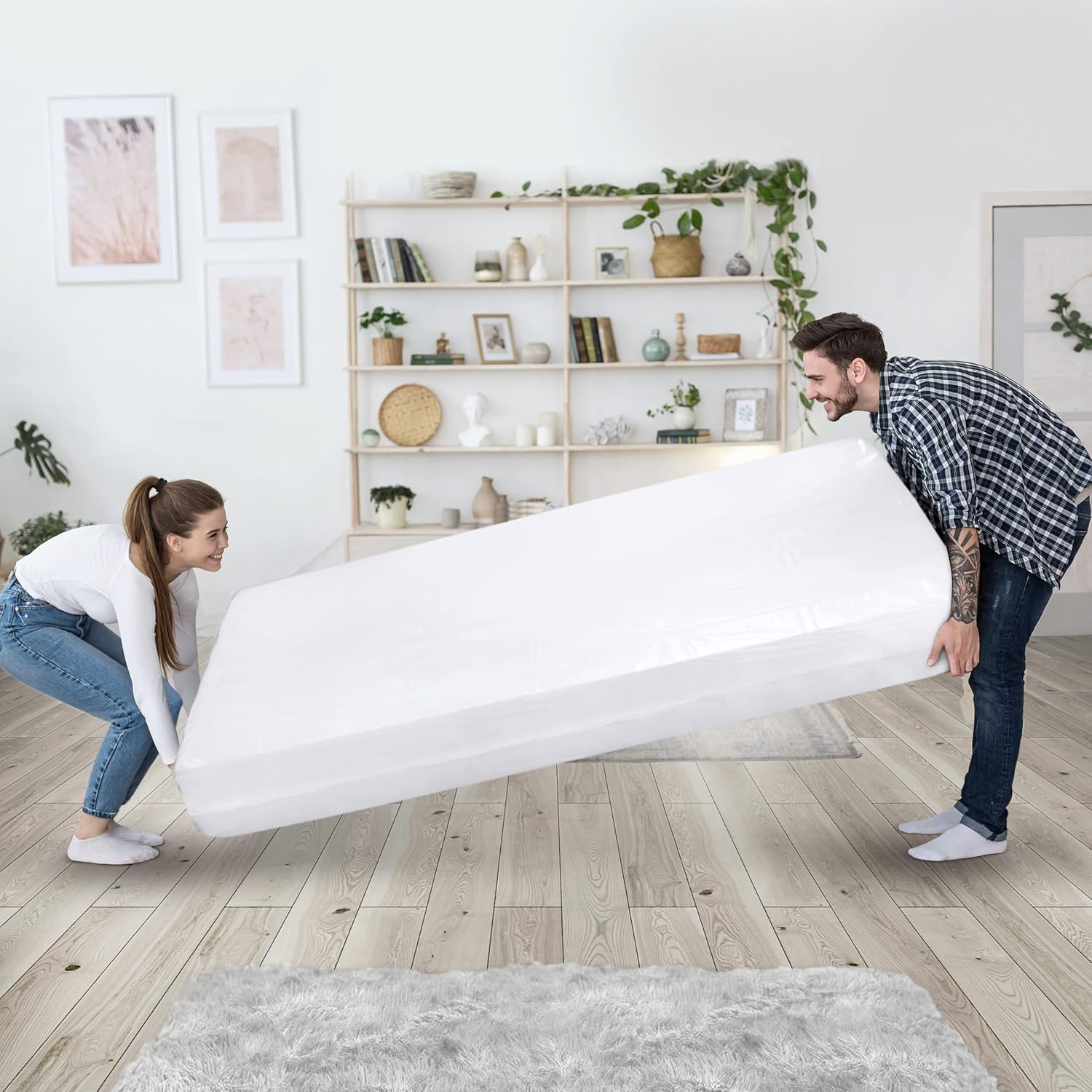 Utopia Home Bolsa de colchón para mudanza tamaño Queen (paquete de 2), bolsa de almacenamiento de colchón de 4 mil de grosor, funda de colchón de