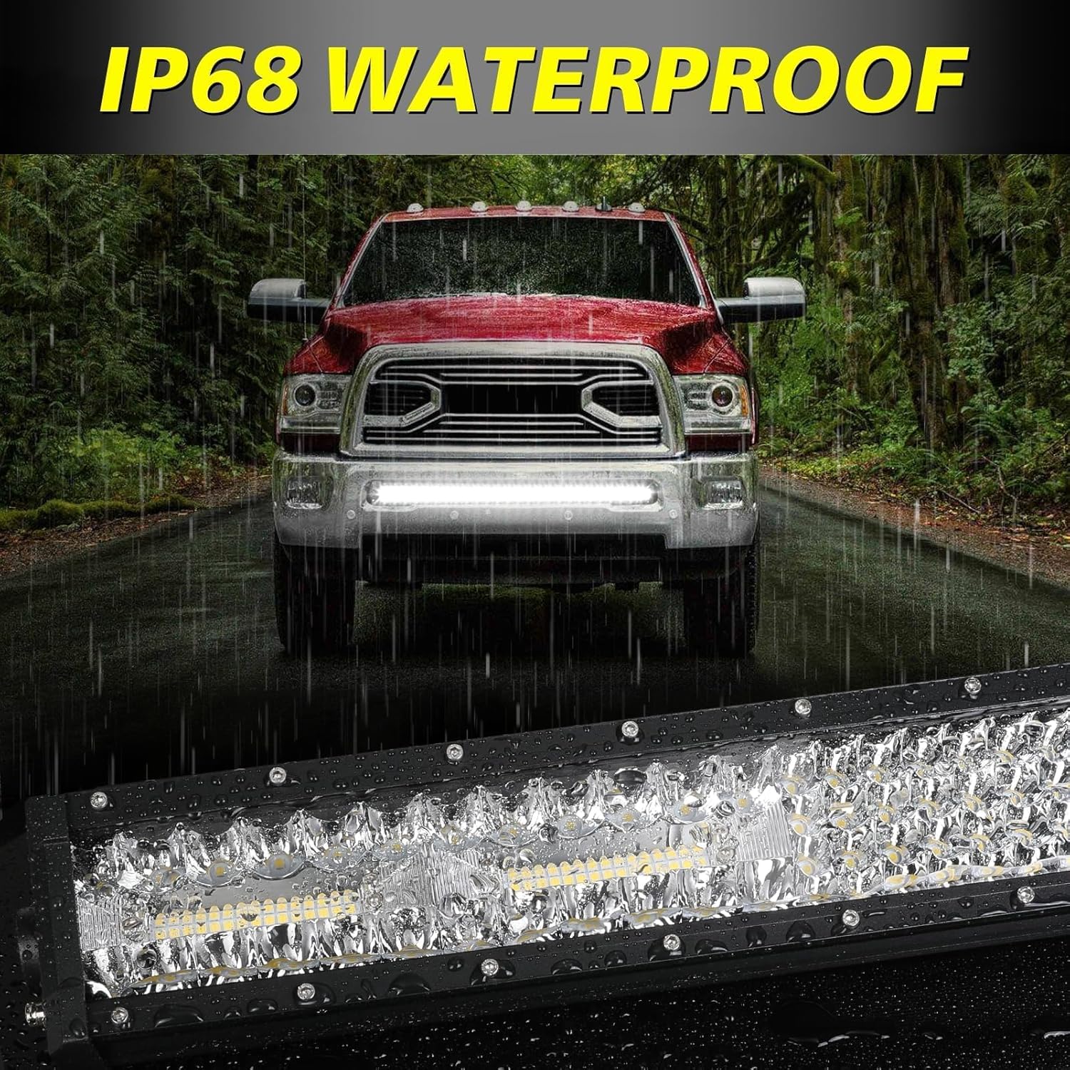 AKD Part – Barra de luz LED de 40 pulgadas, 310 W, combo de inundación de punto de cuatro hileras, barra de luz LED para conducción todoterreno, luz