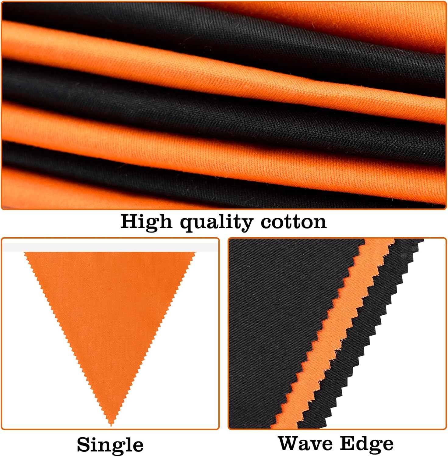 G2PLUS Cadena de pancarta para decoración de fiestas, bandera triangular naranja y negra de 39 pies, guirnalda de banderines de algodón, banderas