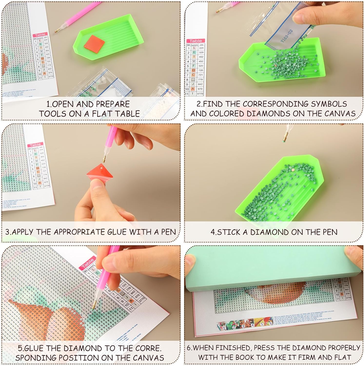 Gueevin Kit de pintura de diamante de 6 piezas para niños, 7.8 pulgadas, pintura de diamantes 5D, manualidades, decoración de pared, decoración de