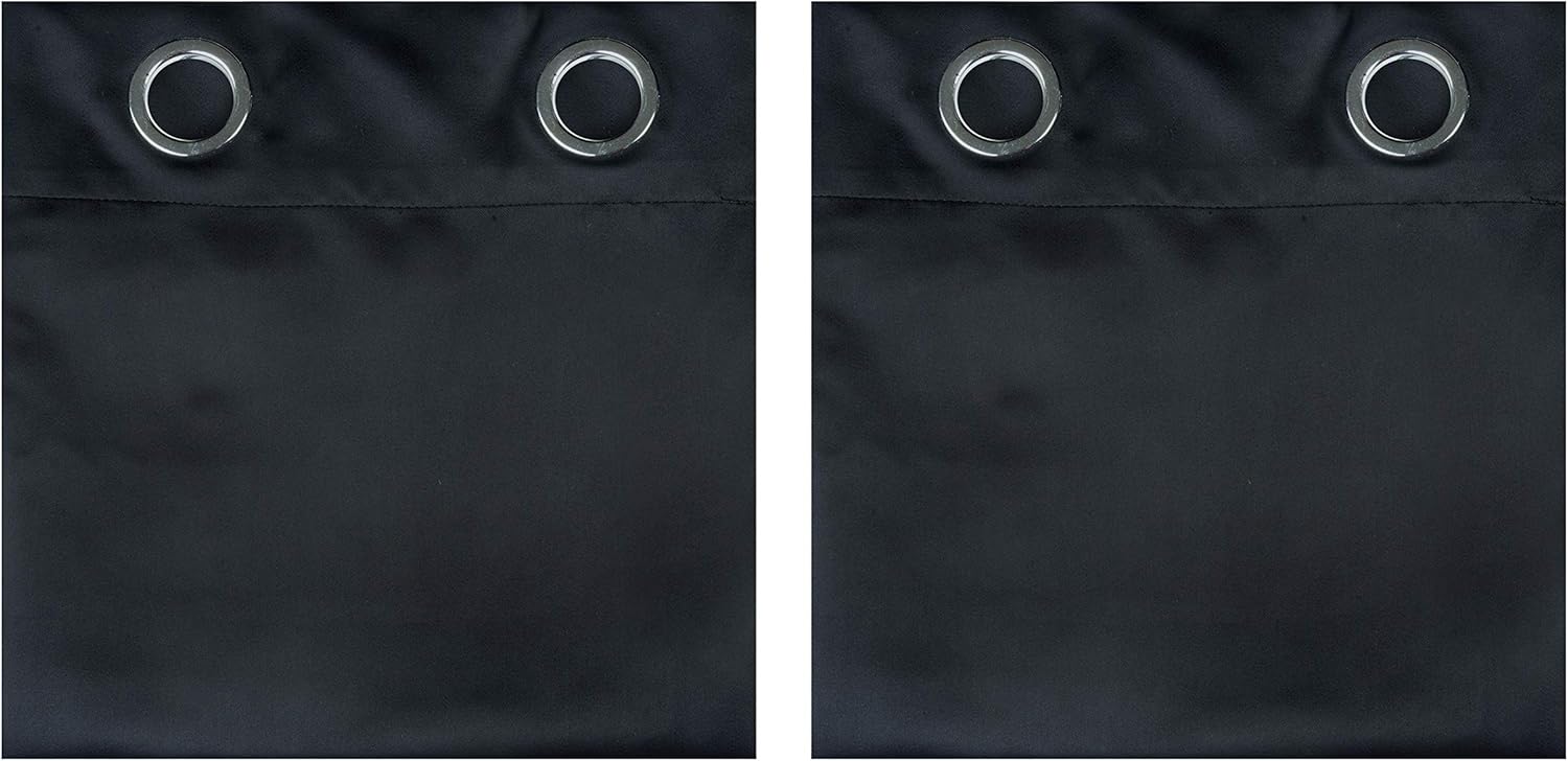 MDS – Paquete de 1 cortina opaca para sala de estar y dormitorio, con aislamiento térmico y ojales, para oscurecer la habitación (negro, 42 x 45