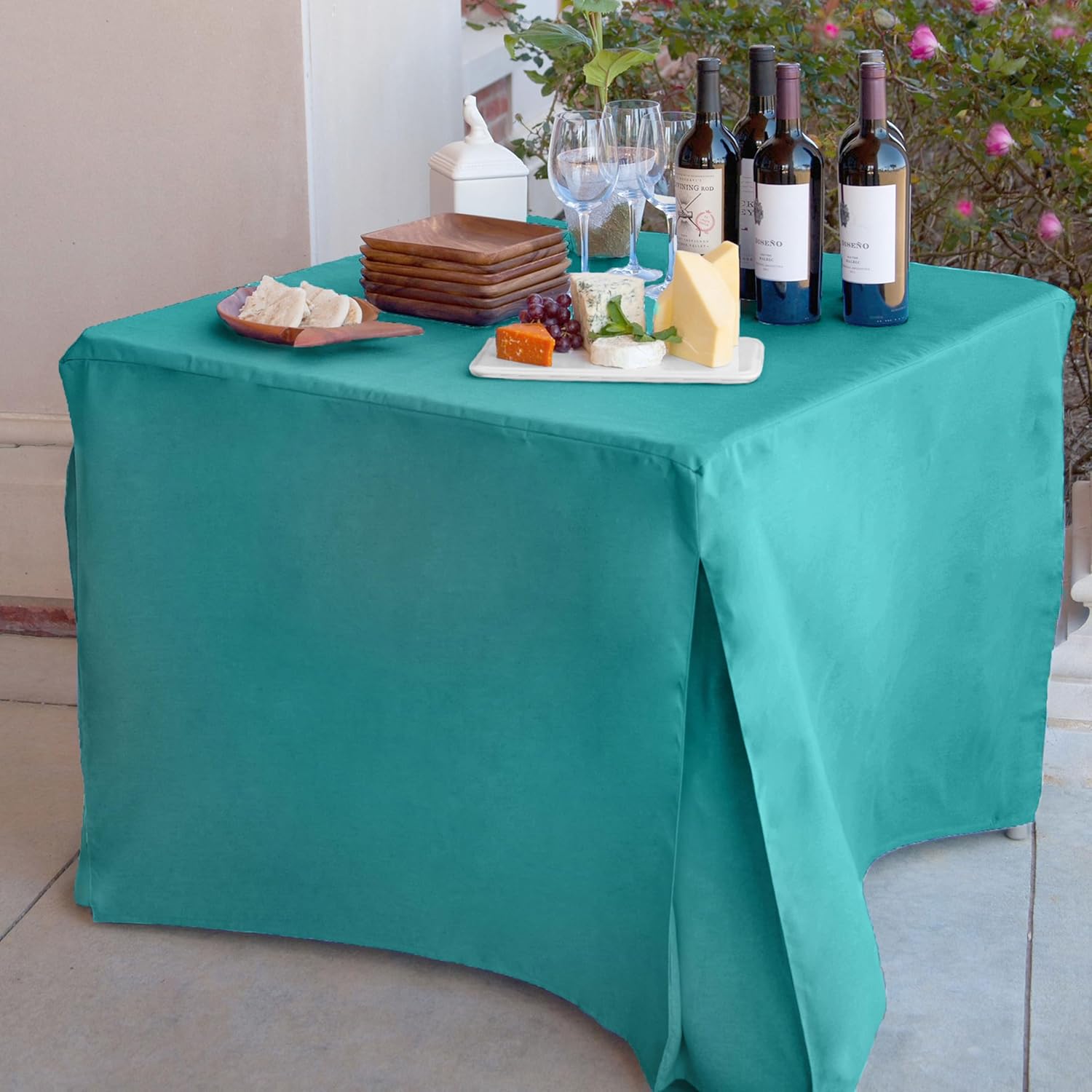 Tablevogue Mantel cuadrado de poliéster lavable a máquina, resistente a las manchas, para eventos, bodas, ocasiones especiales, mantel de 34