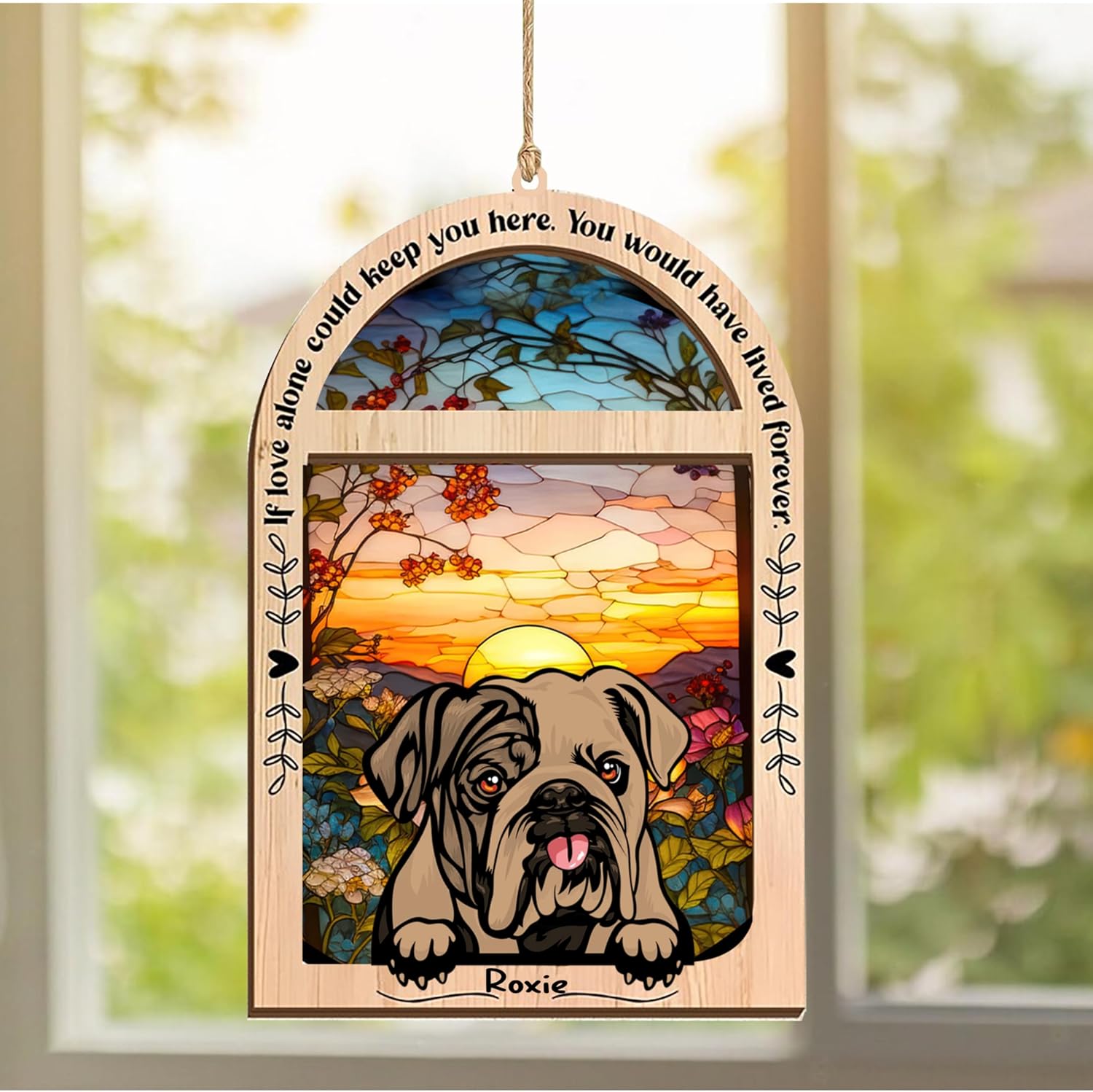 Adorno de Navidad personalizado de bulldog inglés, atrapasoles de bulldog inglés 3 con nombre, regalos de pérdida de mascotas, regalos para amantes