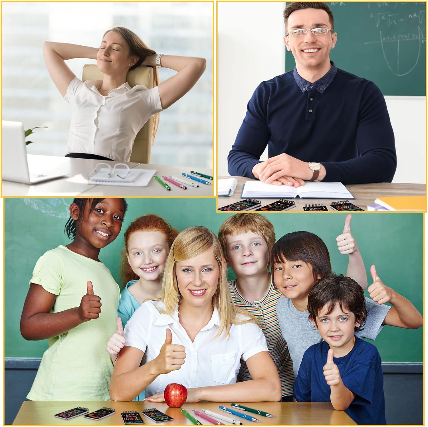 Tisancy Juego de 72 piezas de regalos de agradecimiento para profesores, bolígrafos para profesores, cuadernos motivacionales, blocs de notas