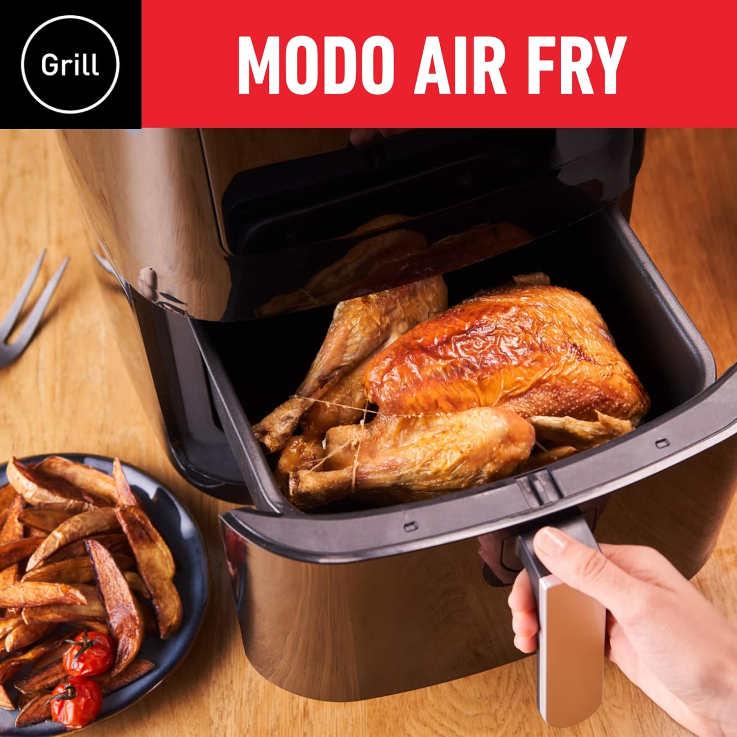 T-Fal Freidora de Aire con Parrilla Easy Fry & Grill con Antiadherente 4.2 L 1450 W Inoxidable EY505850, 8 programas automáticos