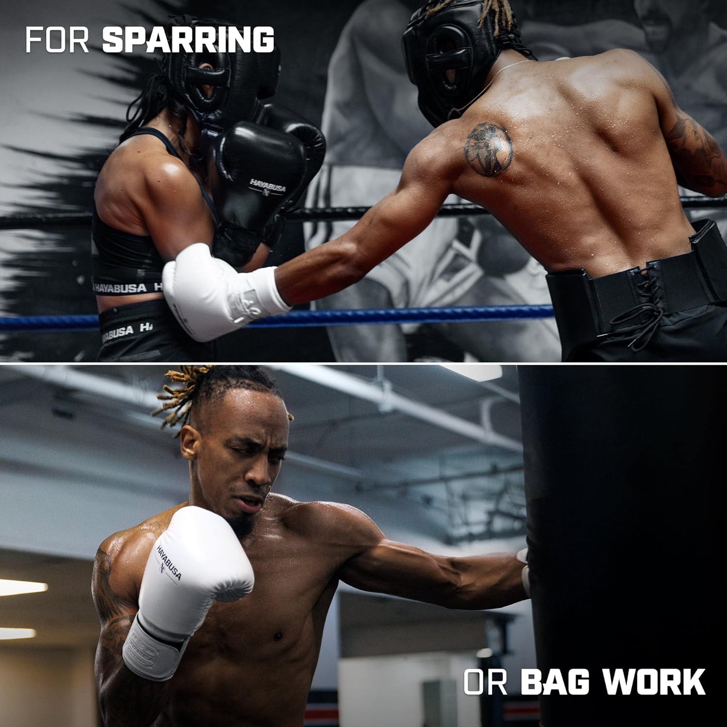 Hayabusa Guantes de boxeo con cordones de cuero profesional para hombres y mujeres