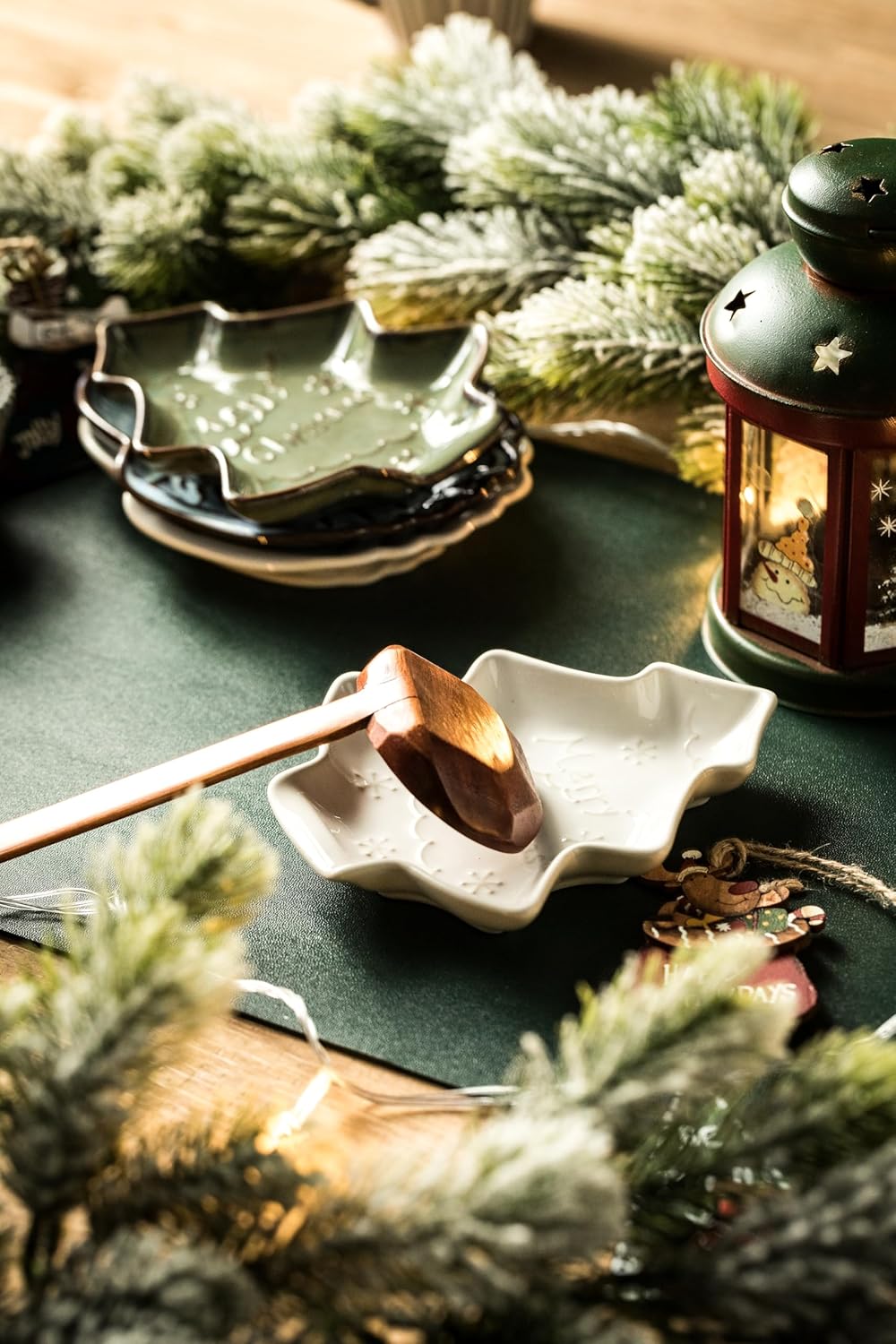 YHOSSEUN Soporte de cuchara de Navidad, soporte de cuchara de cerámica para estufa, soporte para cuchara de granja, soporte para utensilios para