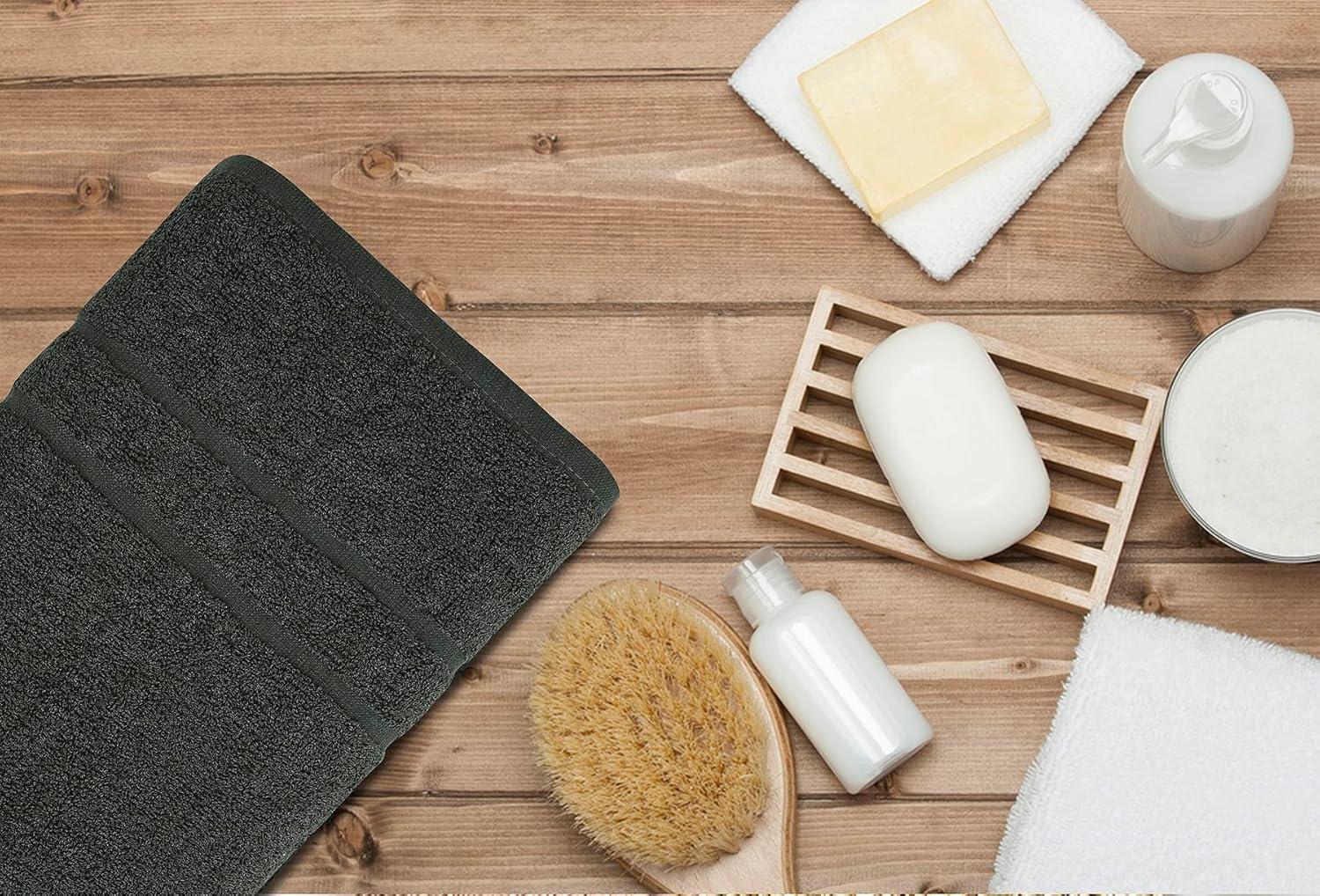 Toallas de baño de algodón, toallas de baño grandes de 27 x 52 pulgadas, paquete de 4, color gris, toallas suaves y absorbentes, para baño,