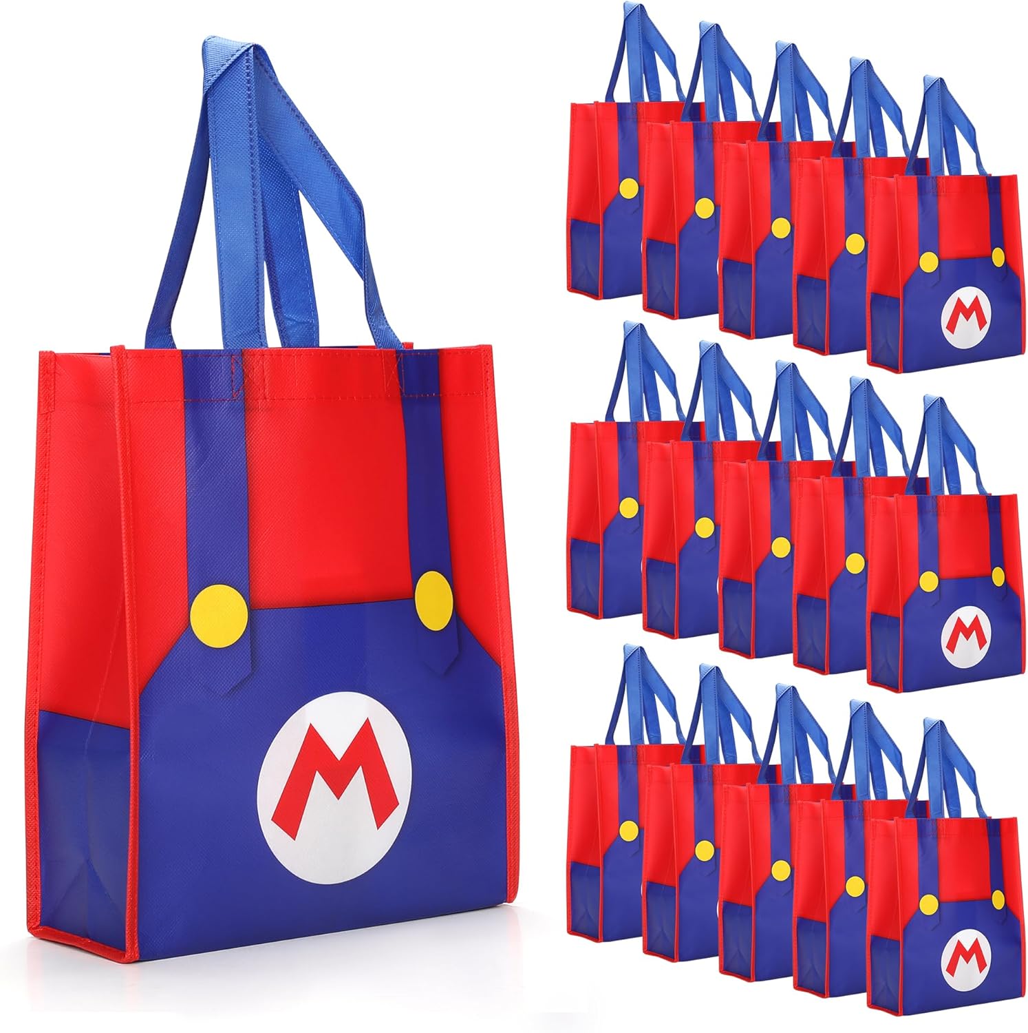 Bolsa de lona con patrón de dibujos animados, bolsa de compras reutilizable respetuosa con el medio ambiente, adecuada para fiestas de cumpleaños,